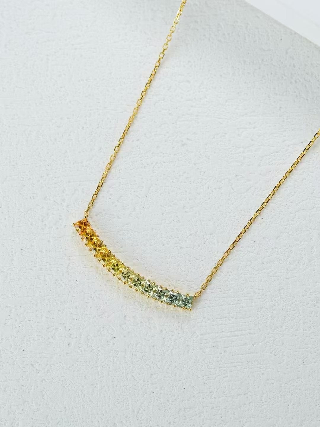 Rainbow Sapphire 18k Gold Pendant Necklace Set(Item No. SA121)