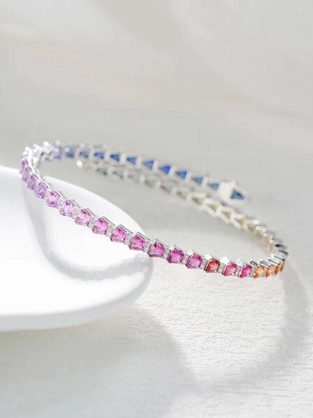Rainbow Sapphire 18k Gold Bracelet (Item No. SA079)