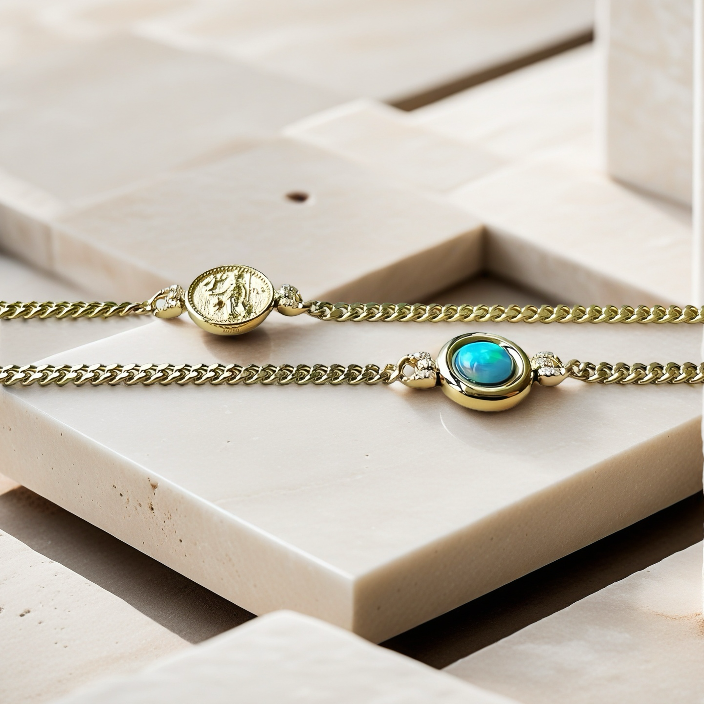 Athena 18k Gold Diamond Crystal Opal Bracelet (Item No. VT125)