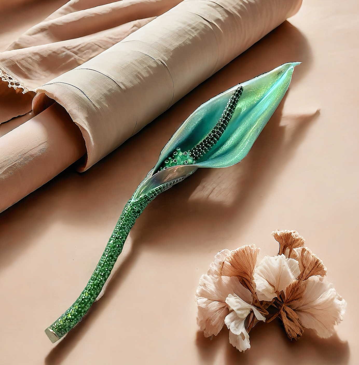 Anodized Titanium Green Tsavorite Brooch (Item No. TA010)