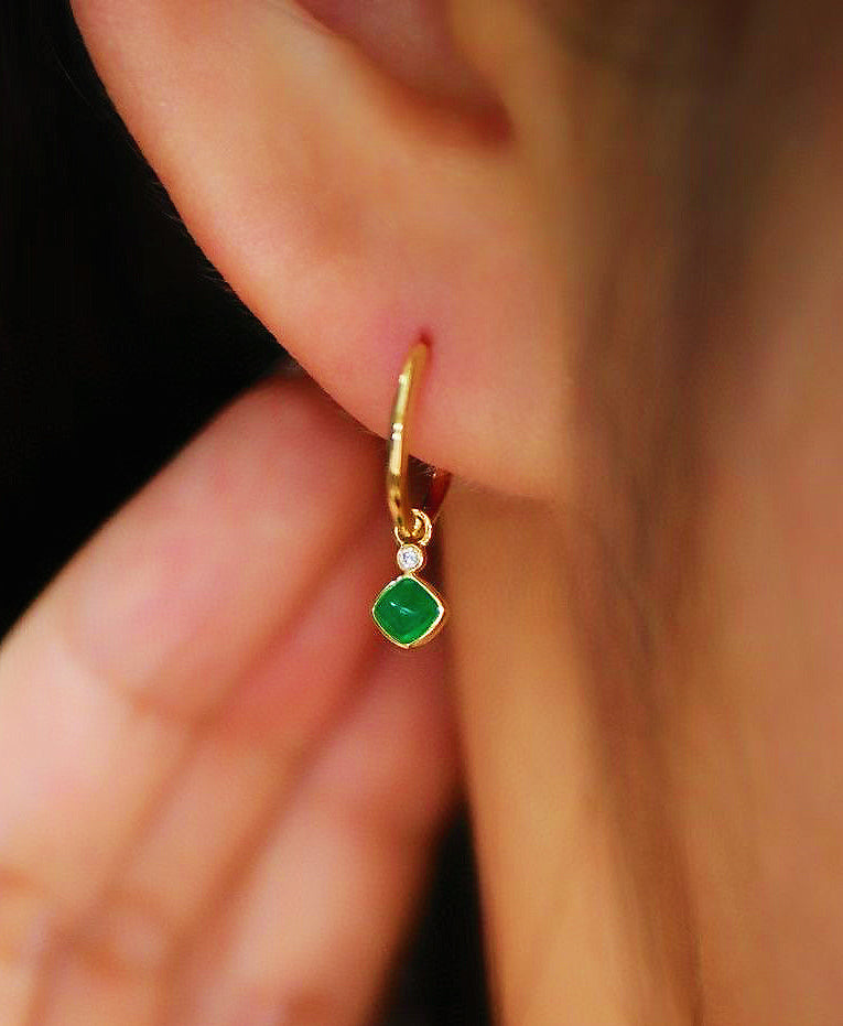 Vintage 18k Gold Emerald Diamond Earring (Item No. VT056)