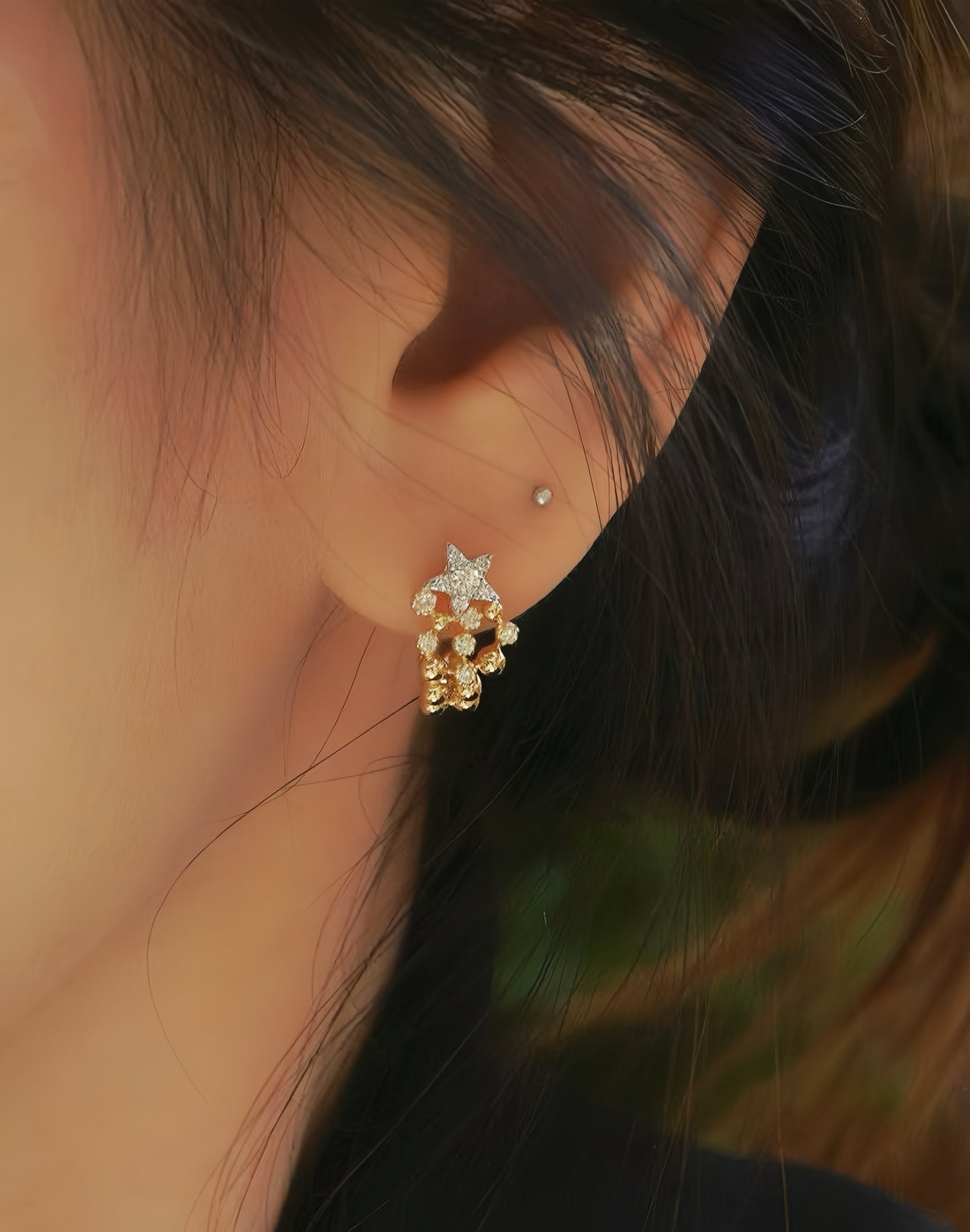 Vintage Star 18k Gold Diamond Earring (Item No. VT074)