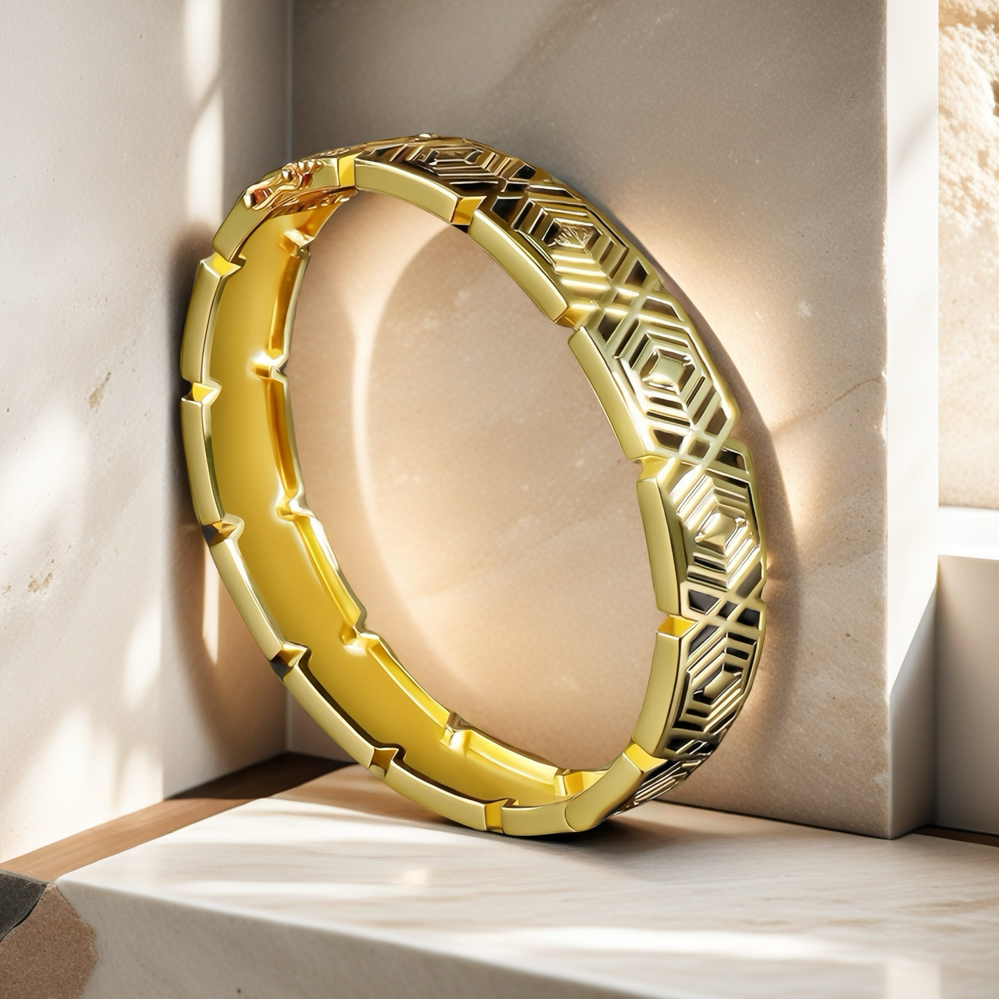 Greek Key Enamel 925 Sterling Silver/9k/14k/18k Gold Bangle(Item No. GB0011)