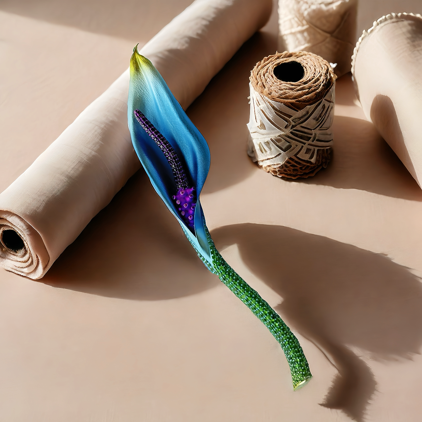 Anodized Titanium Blue Tsavorite Brooch (Item No. TA009)