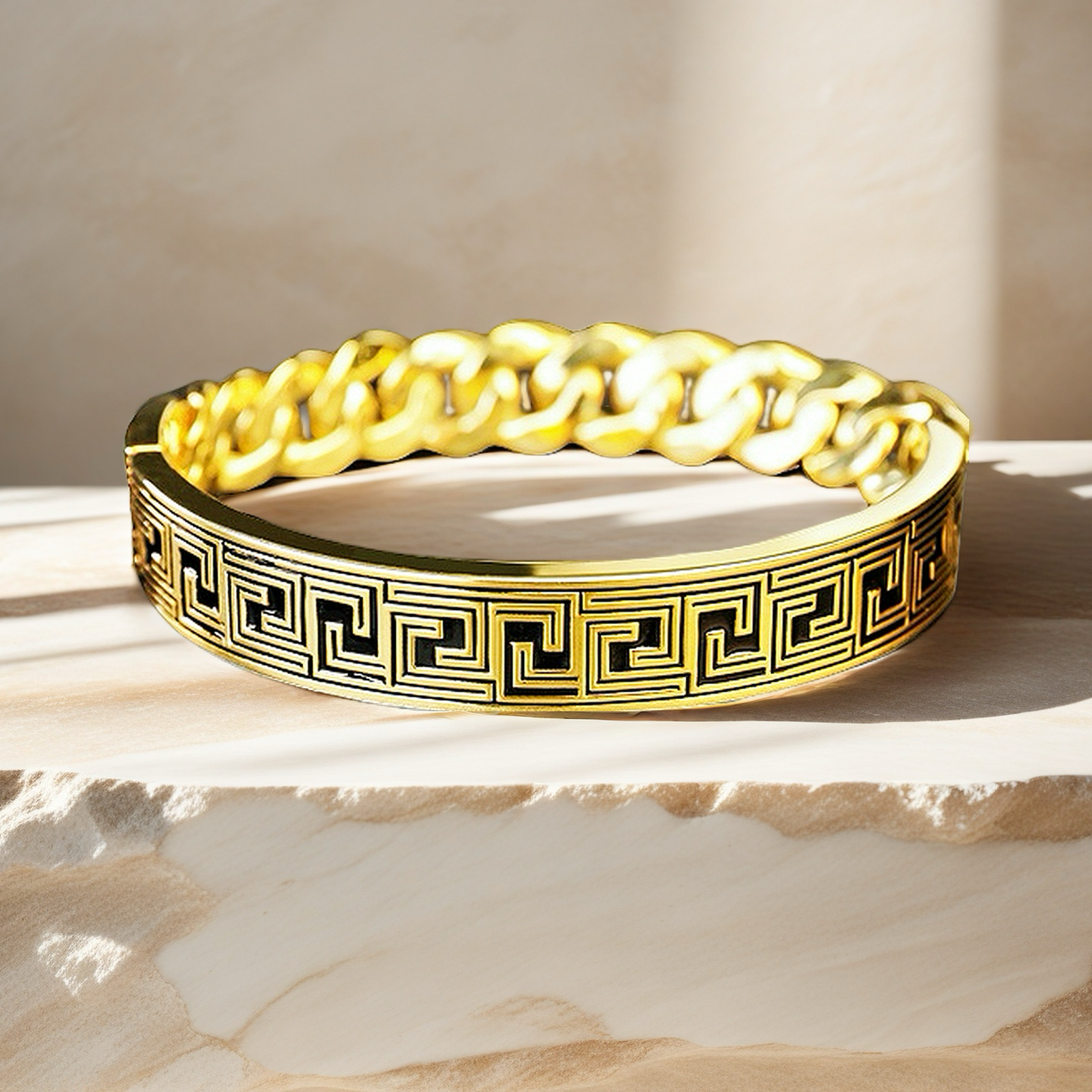 Greek Key Enamel Sterling Silver/9k/14k/18k Bracelet Chain (Item No. GB0004)