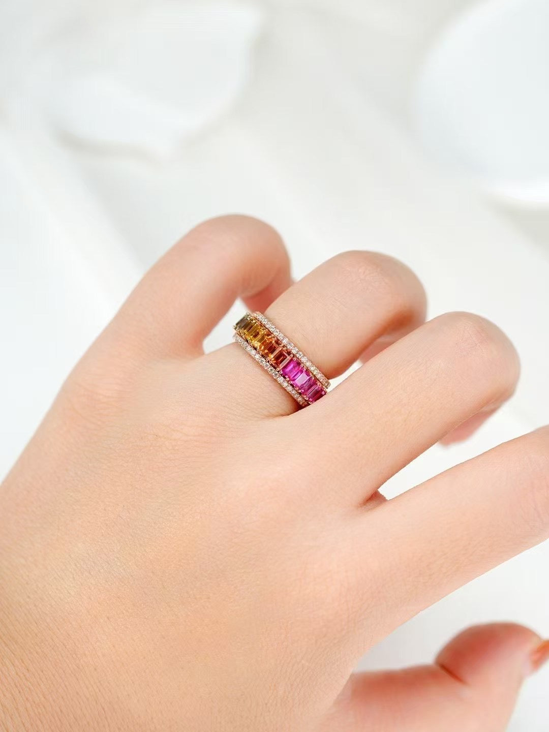 Rainbow Sapphire 18k Gold Ring (Item No. SA119)