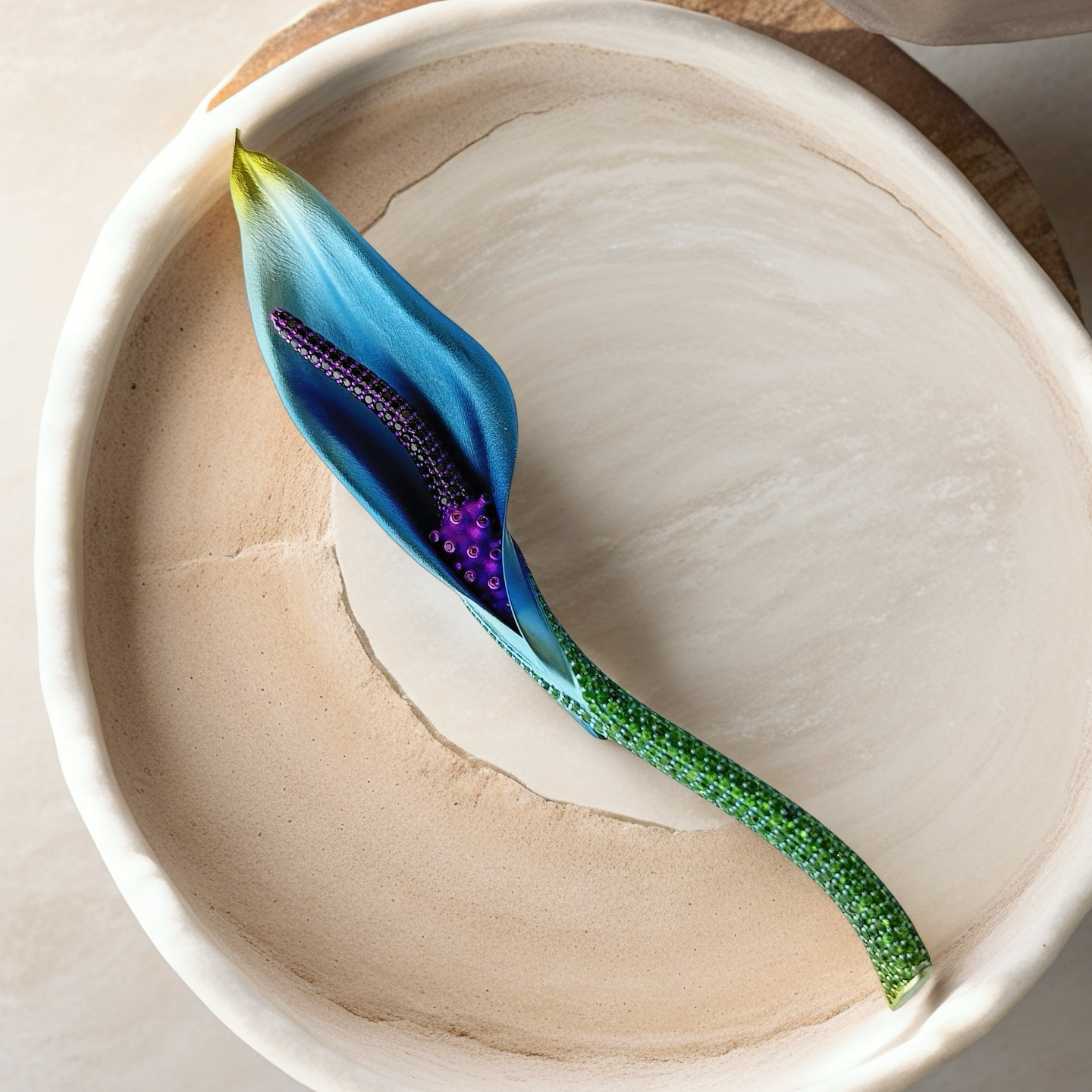 Anodized Titanium Blue Tsavorite Brooch (Item No. TA009)