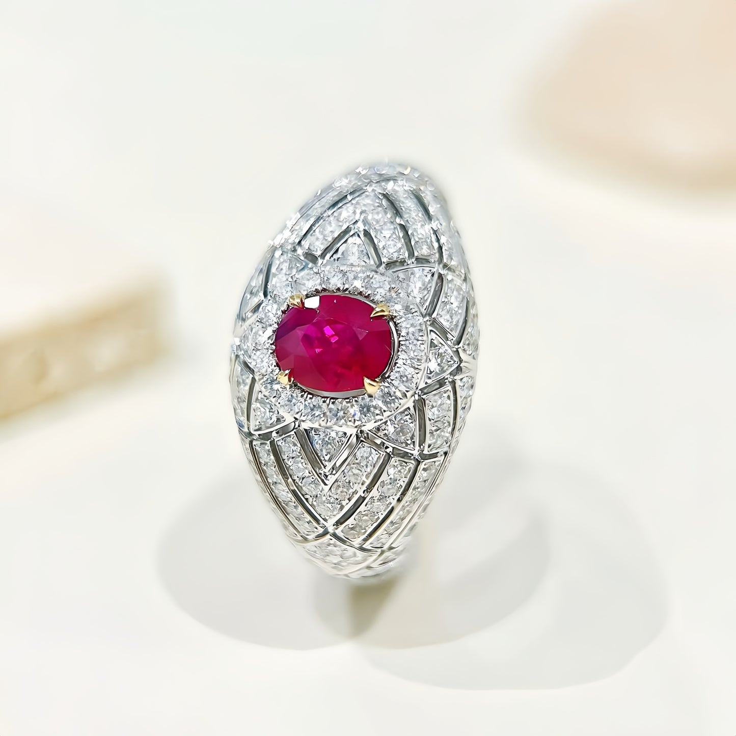 Vintage 18k Gold Diamond Ruby Ring (Item No. VT419)
