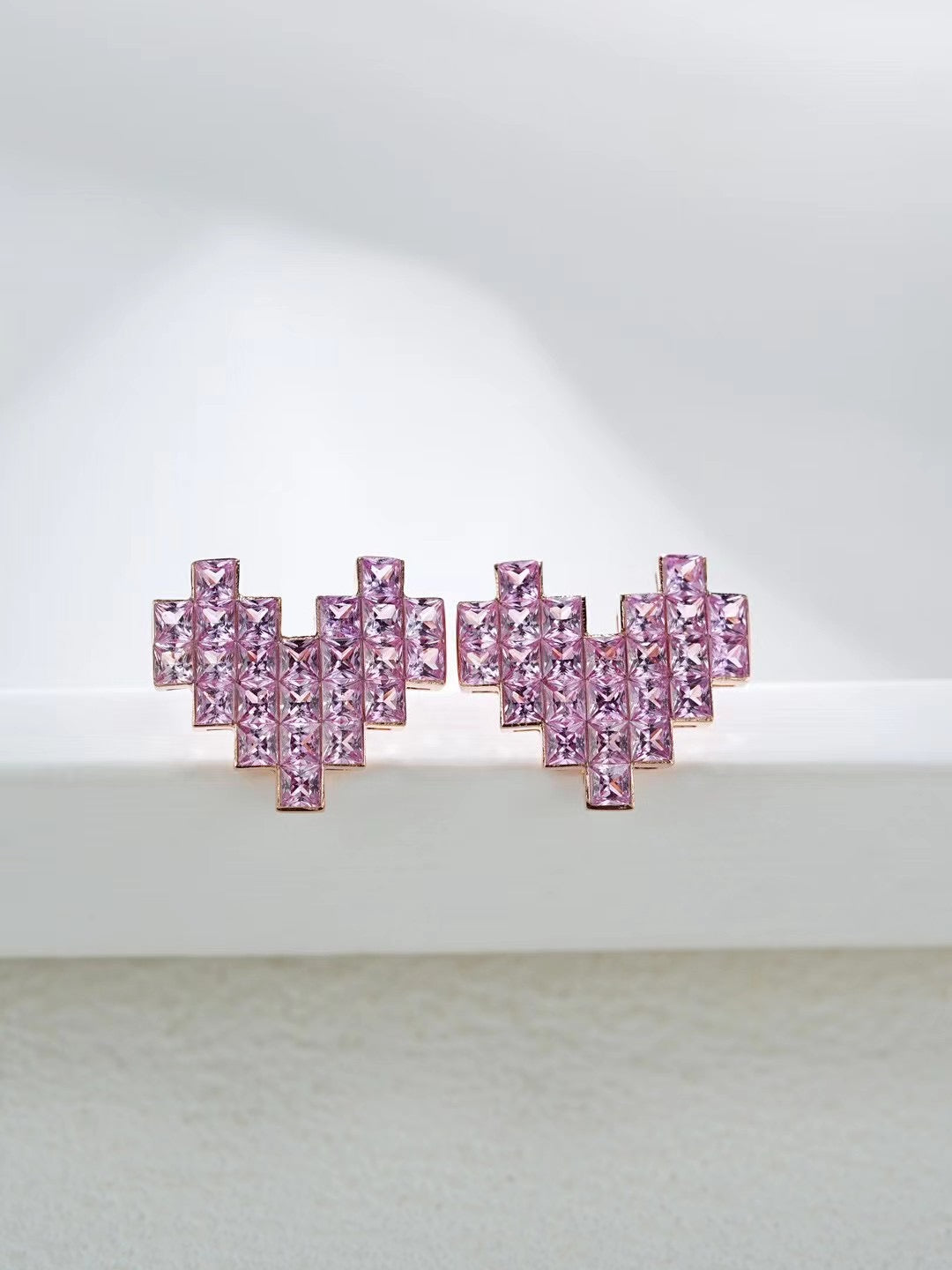 Heart Rainbow Sapphire 18k Gold Earring (Item No. SA105)