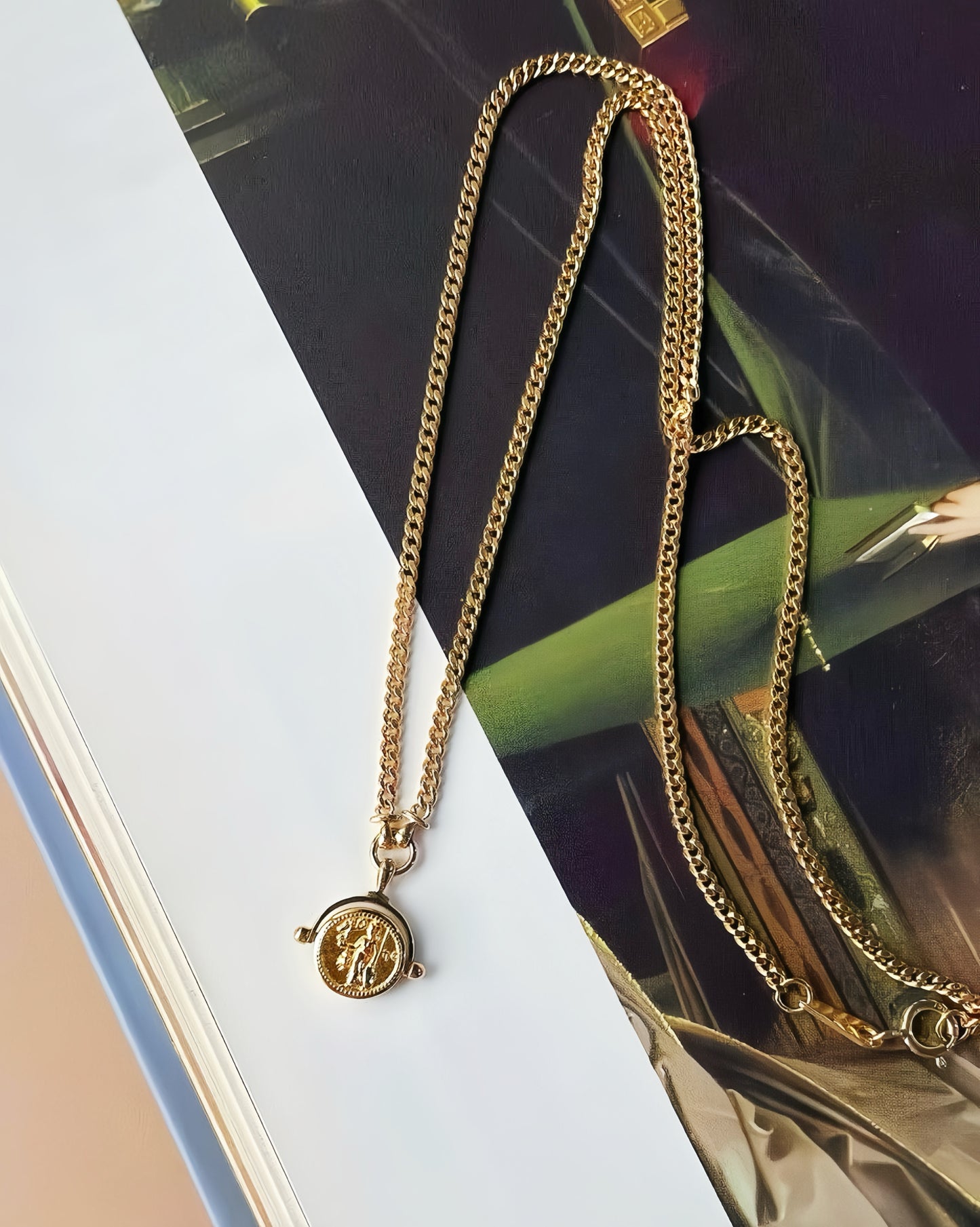 Athena Opal 18k Gold Coin Pendant (Item No. VT109)