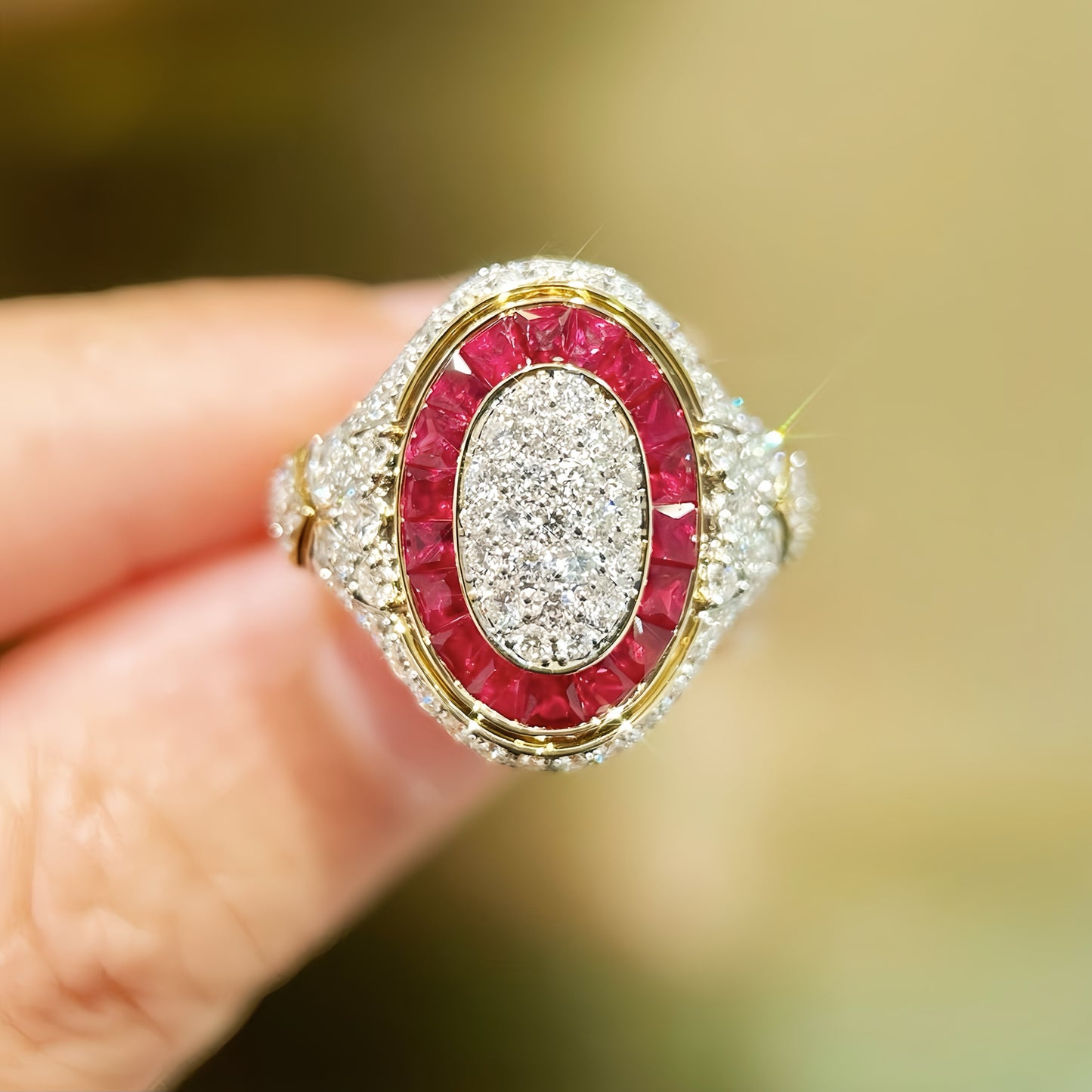 Vintage 18k Gold Diamond Ruby Ring (Item No. VT457)
