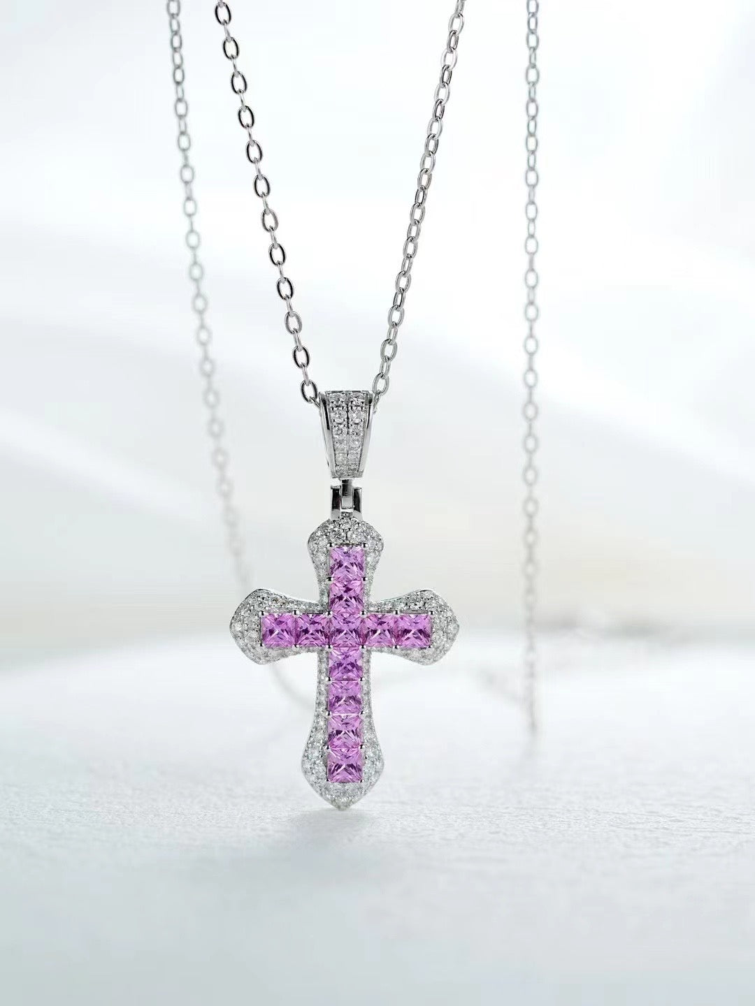 Cross Rainbow Sapphire 18K Gold Pendant (Item No. SA012)