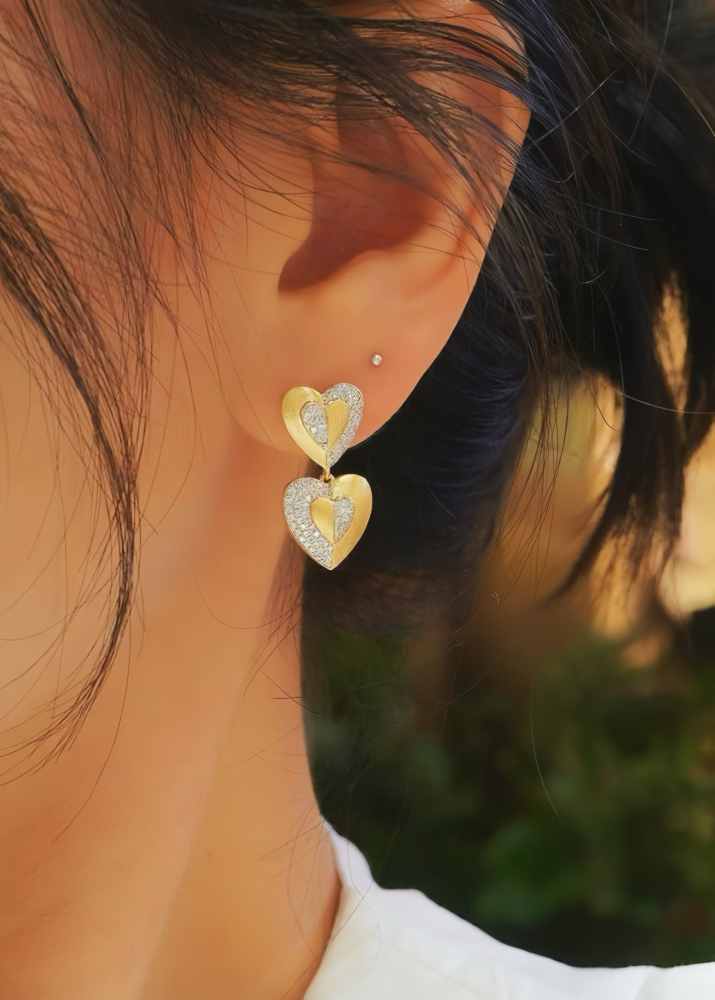 Vintage Heart 18k Gold Diamond Earring (Item No. VT079)