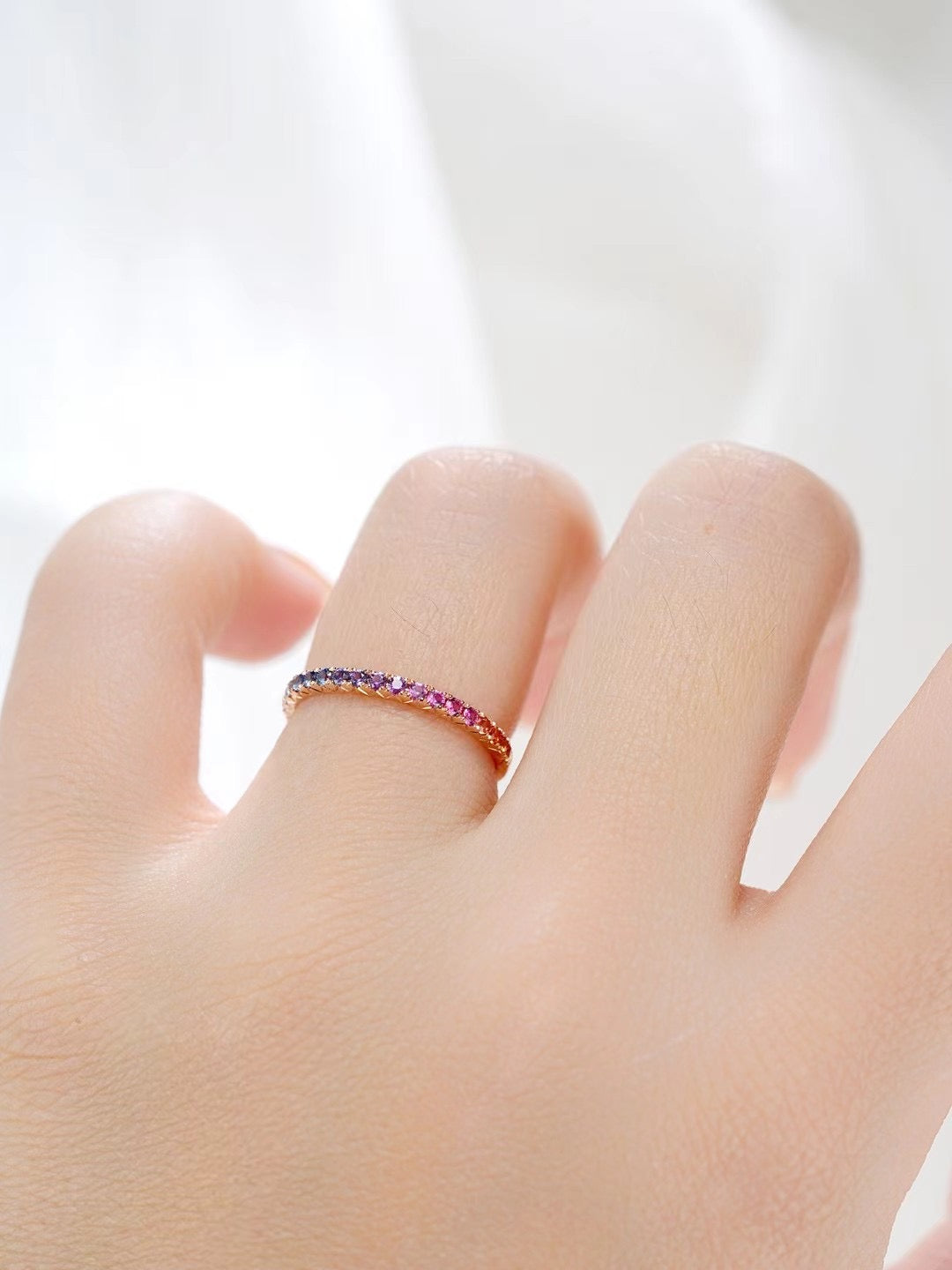 Rainbow Sapphire 18k rose Gold Ring (Item No. SA003)