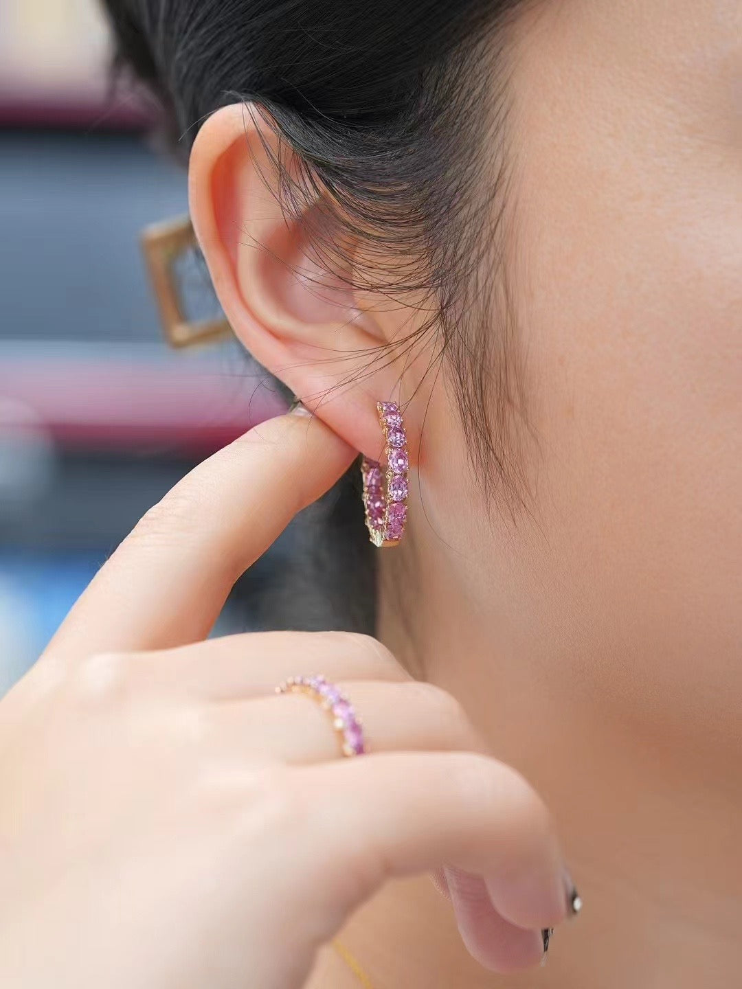 Rainbow Sapphire 18k Gold Earring (Item No. SA088)