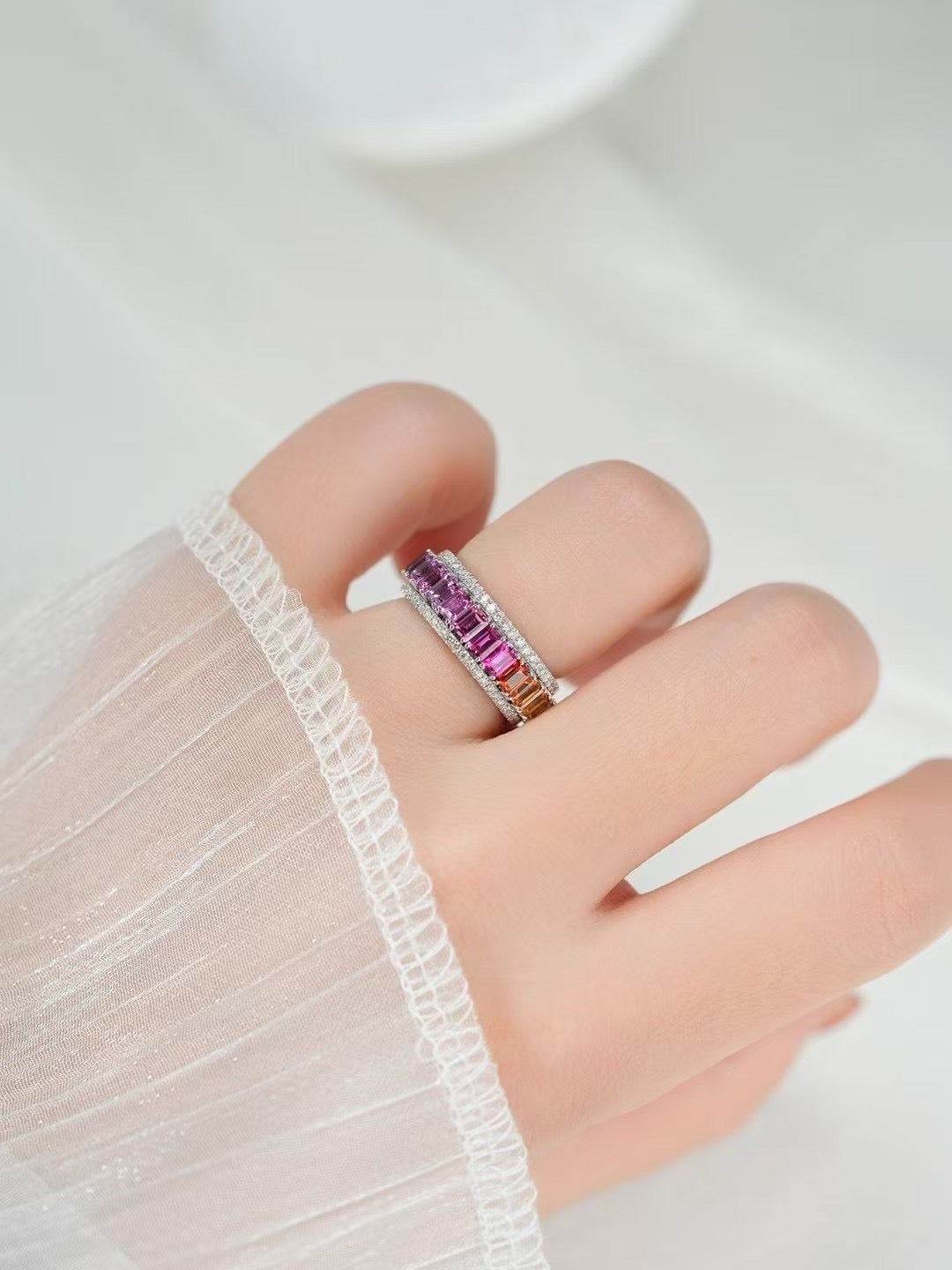 Rainbow Sapphire 18k Gold Ring (Item No. SA119)