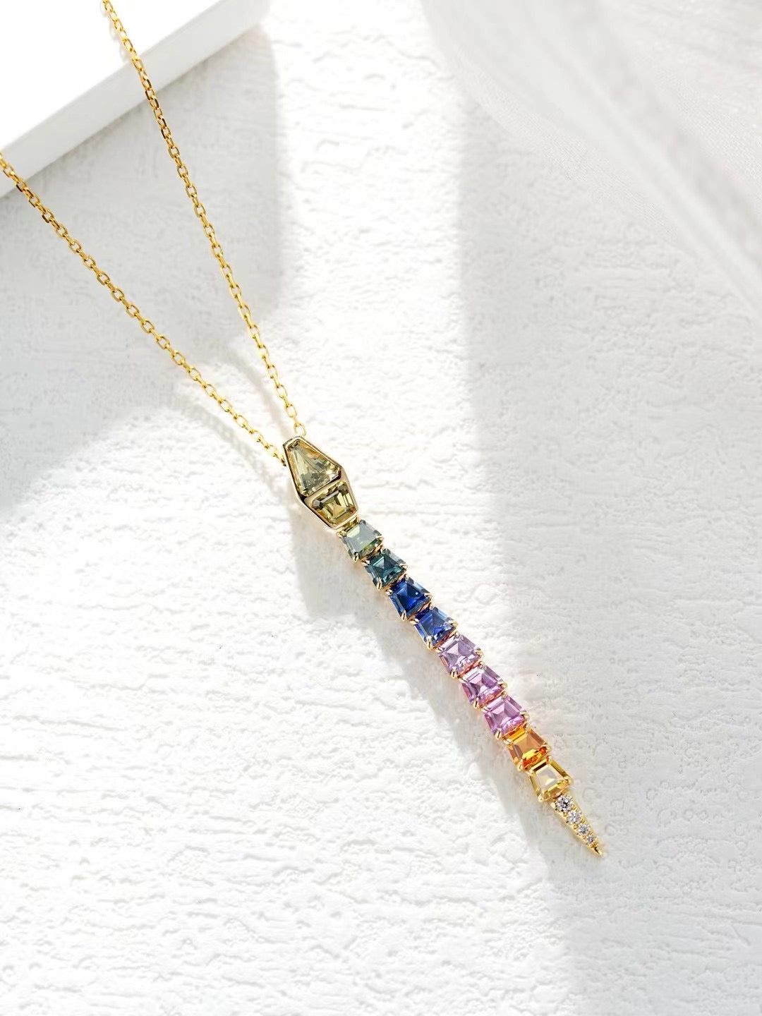Snake Rainbow Sapphire 18K Gold Pendant (Item No. SA011)