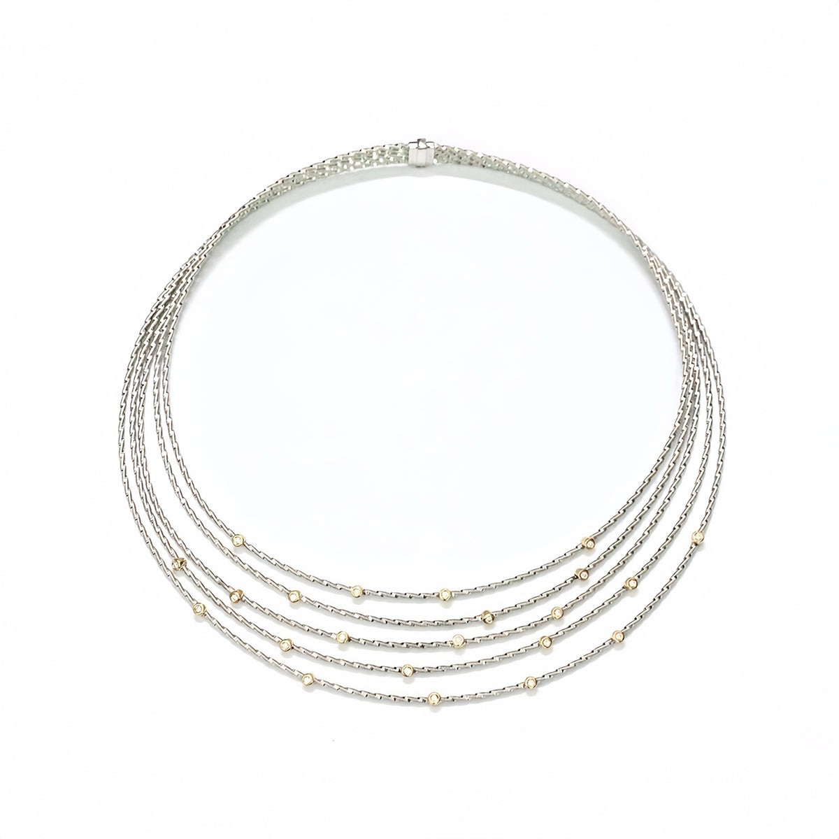 Electroforming Muli-Layer 18k Gold Diamond Necklace (Item No. CN04)