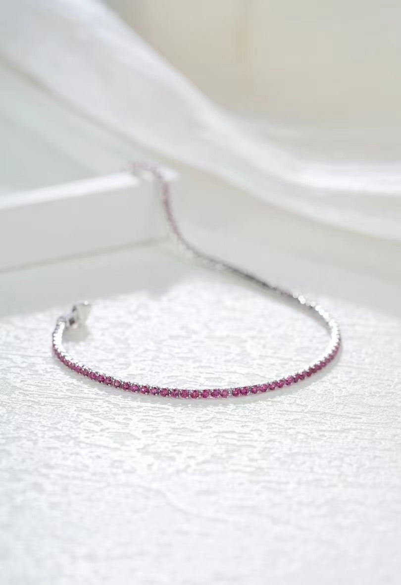 Tennis Rainbow Sapphire 18k Gold Bracelet (Item No. SA108)