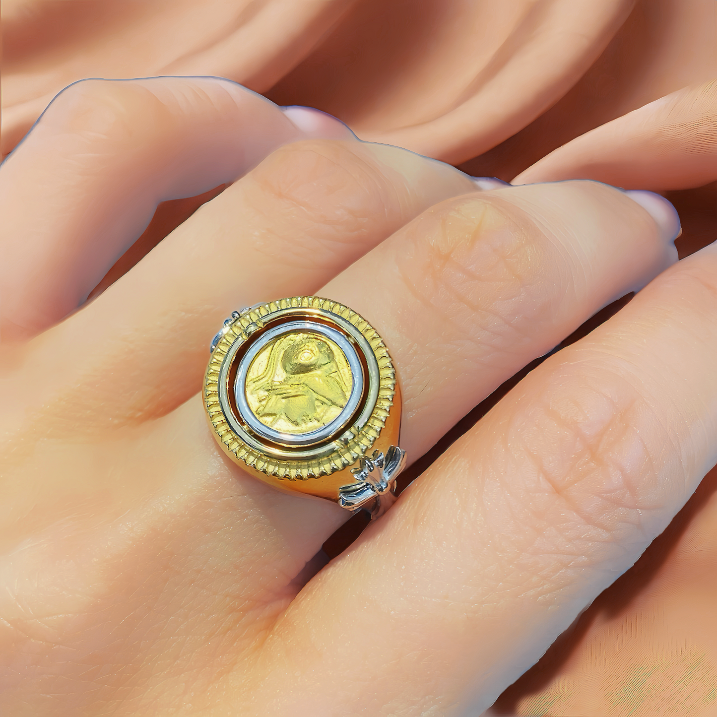 Ancient Coin Medallion Electrum Gold Ring (Item No. COIN071)
