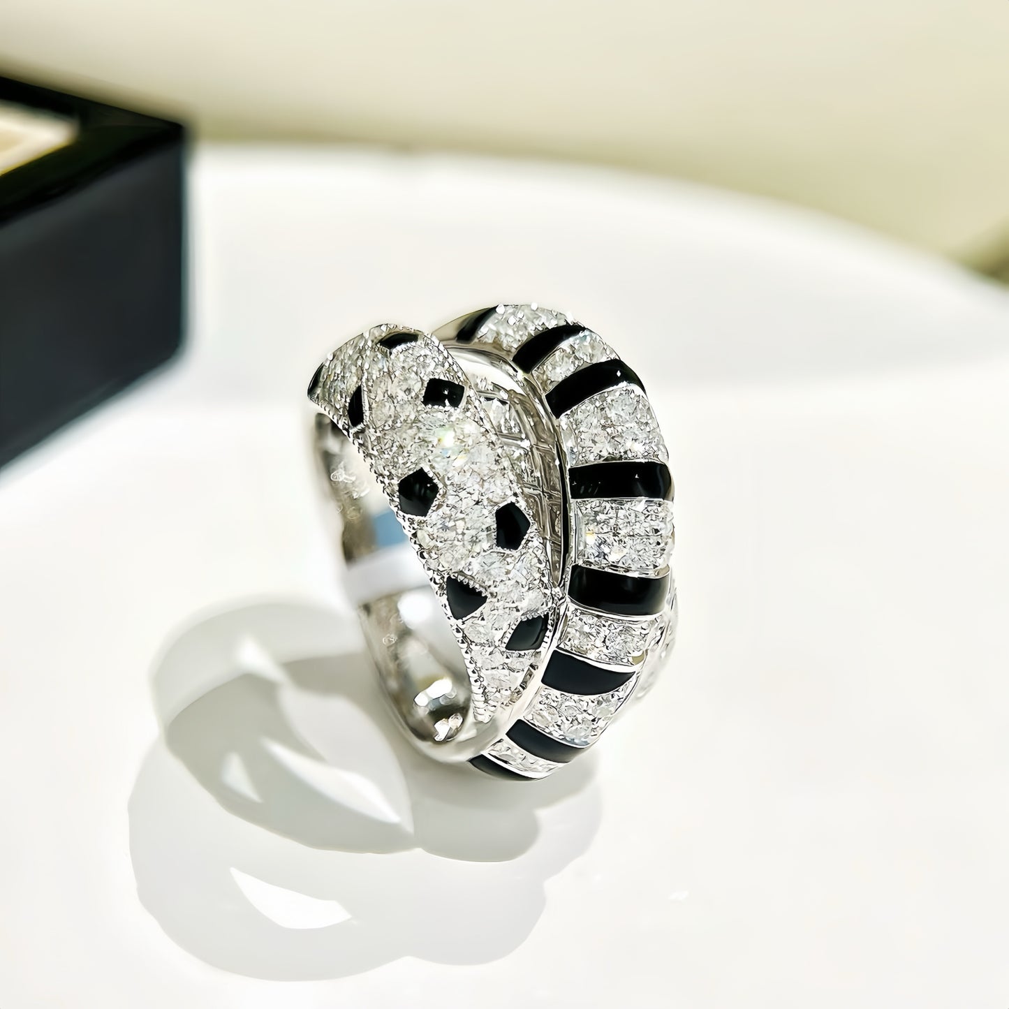 Black Enamel Vintage 18k Gold Diamond Ruby Ring (Item No. VT406)