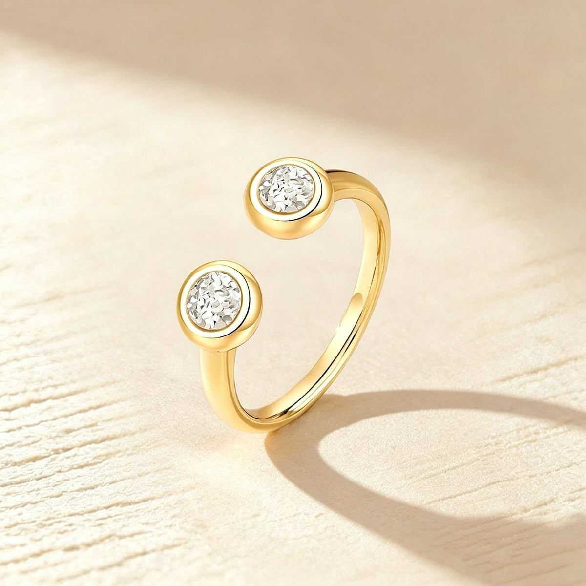 Two Bubble Diamond-like 18k Gold Ring (Item No. HFR010)
