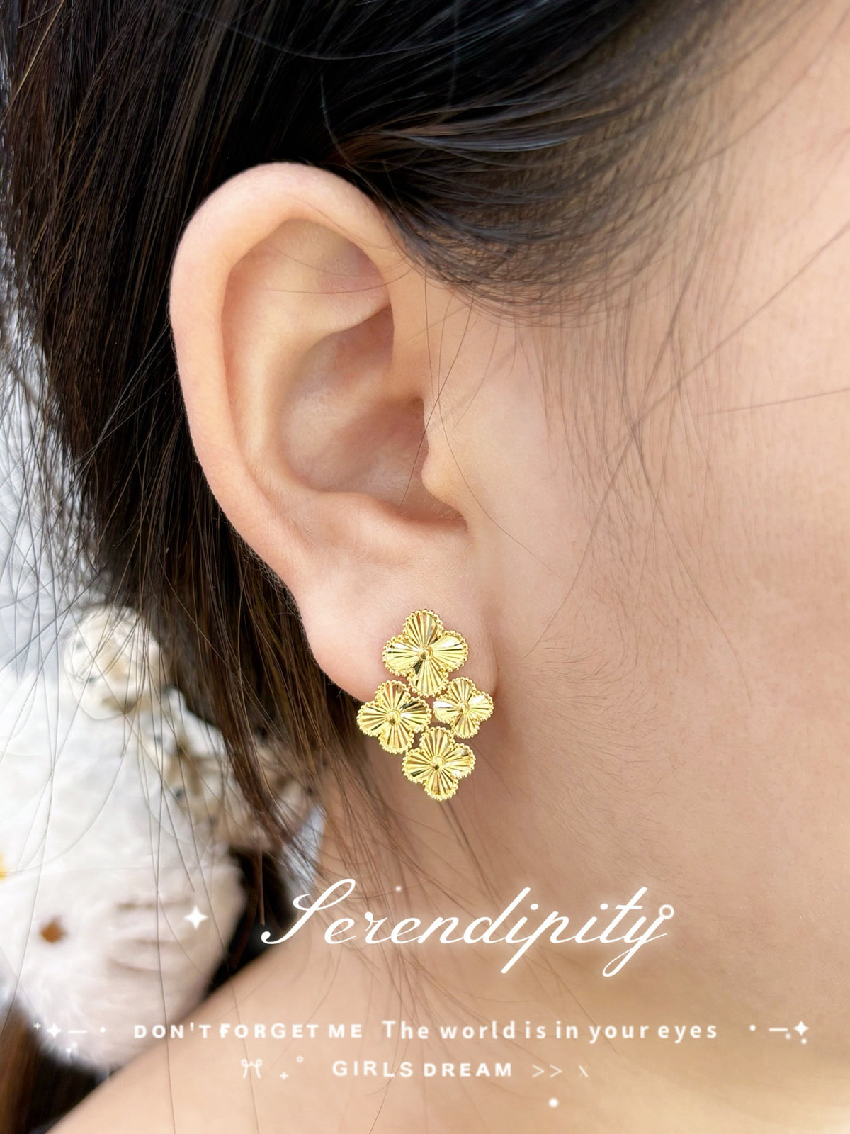 Clover 18k Gold Earring (Item No. SJER021)