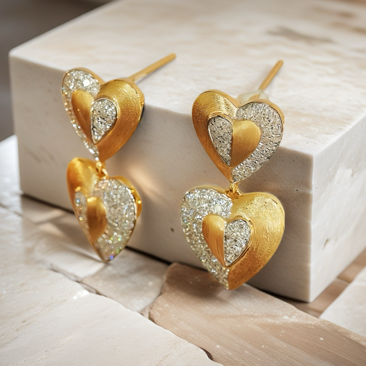 Vintage Heart 18k Gold Diamond Earring (Item No. VT079)