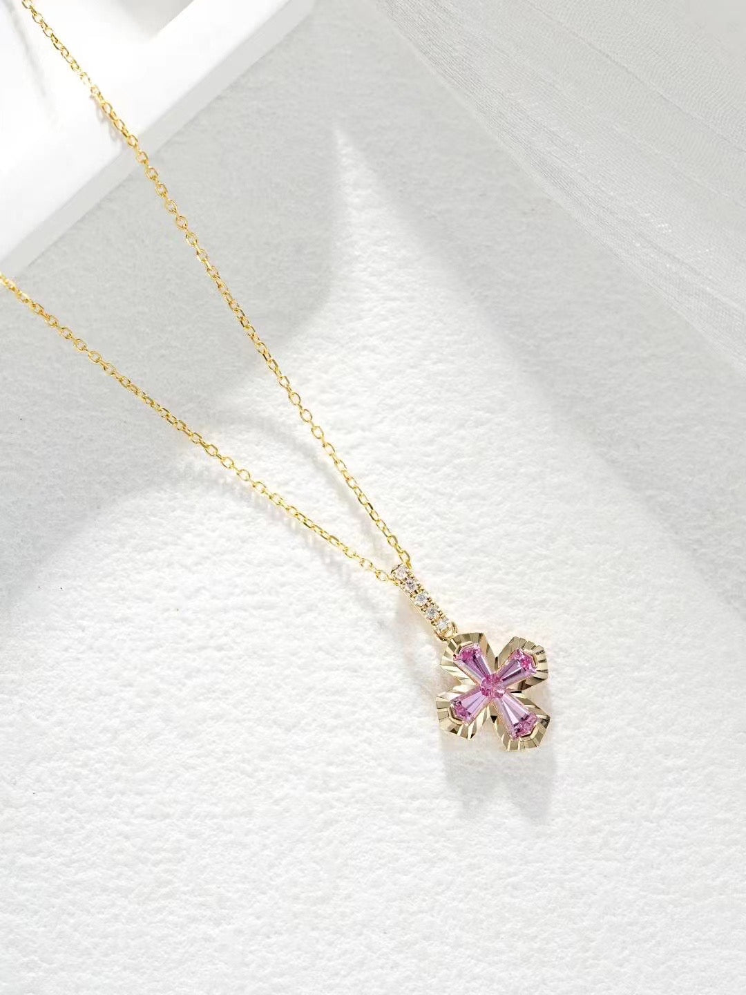 Cross Rainbow Sapphire 18K Gold Pendant (Item No. SA054)