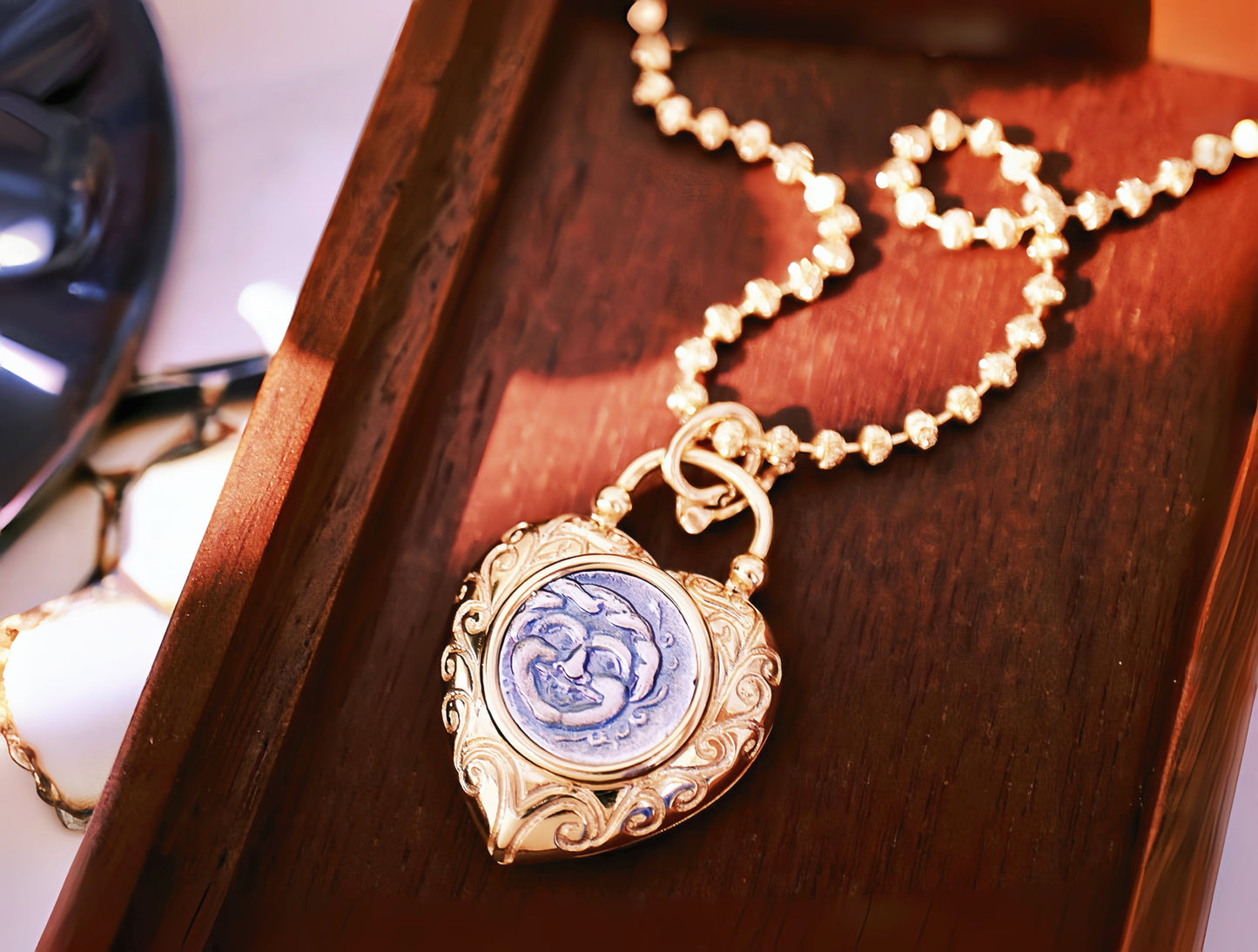 Medusa Ancient Greek Coin Medallion 18K Gold Pendant (Item No. COIN038)