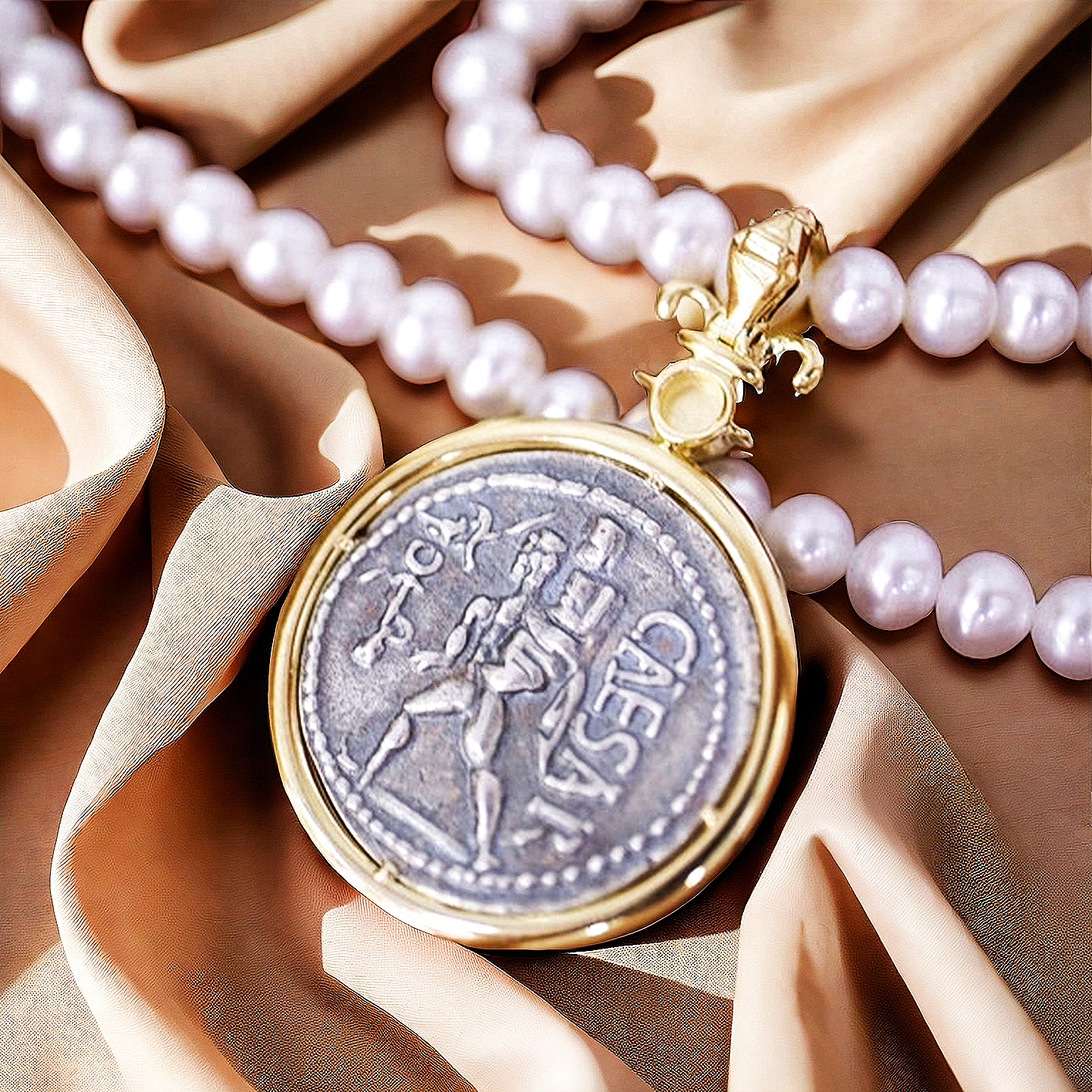Venus Ancient Greek Coin Medallion 18K Gold Pendant (Item No. COIN022)