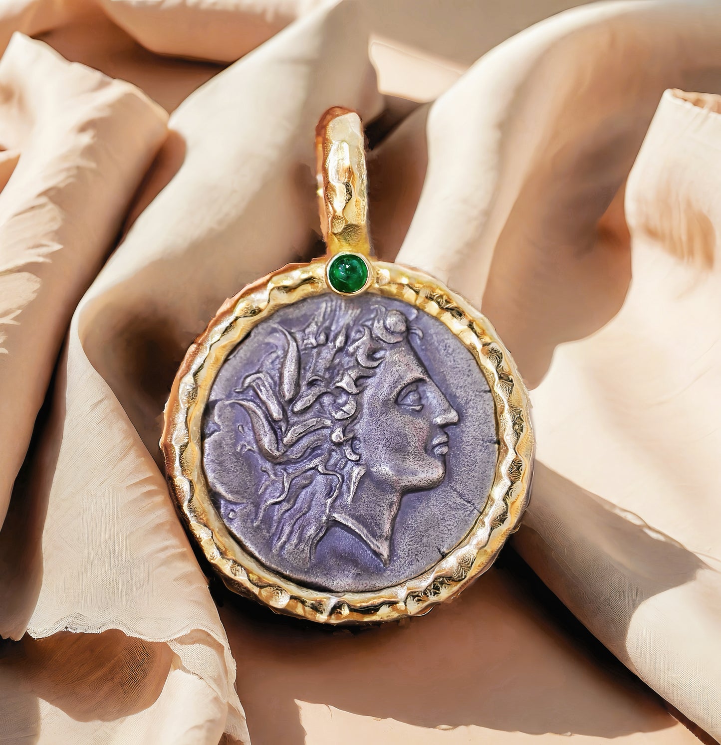 Demeter Ancient Coin Medallion 18K Gold Pendant (Item No. COIN016)