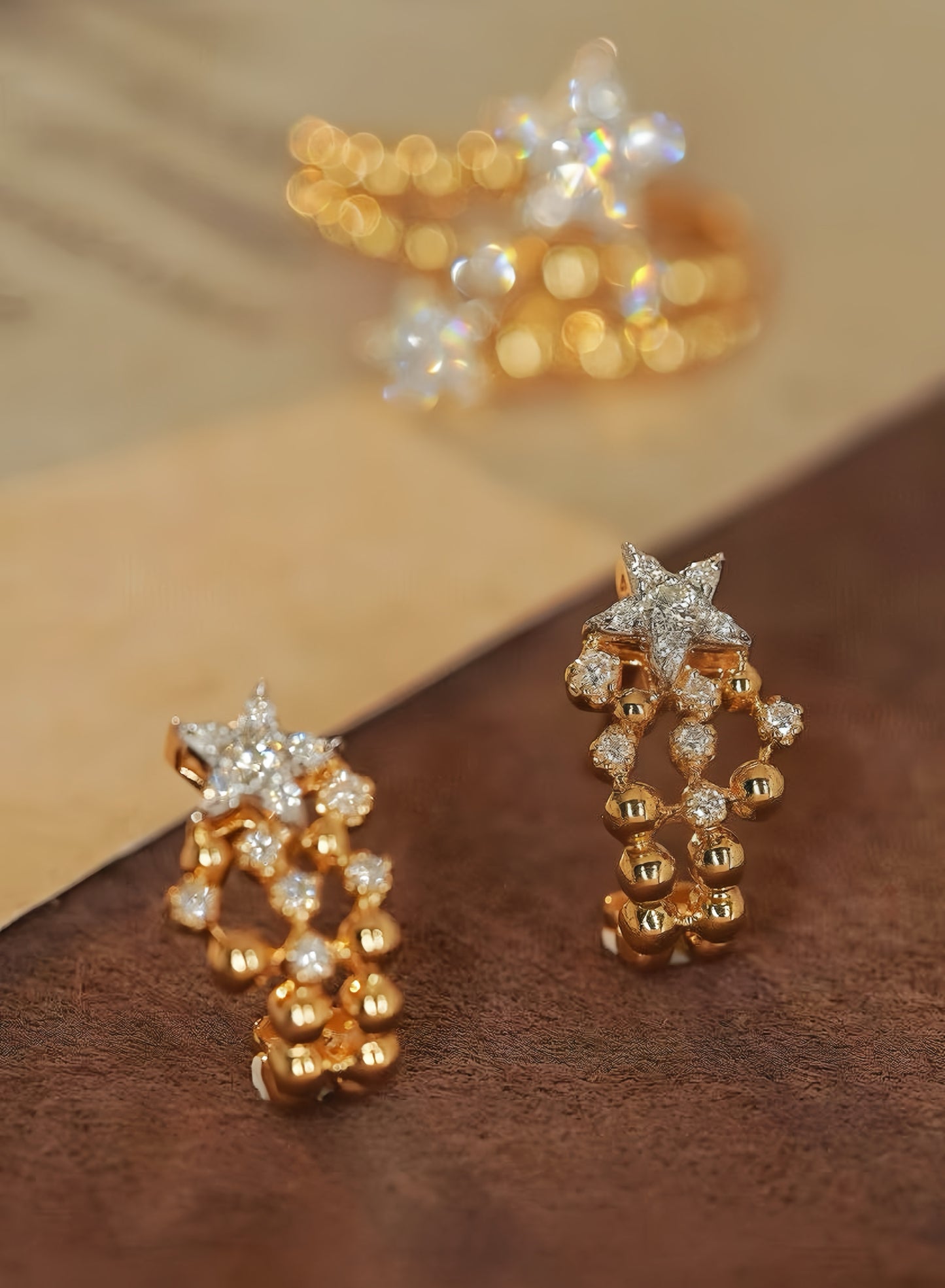 Vintage Star 18k Gold Diamond Earring (Item No. VT074)