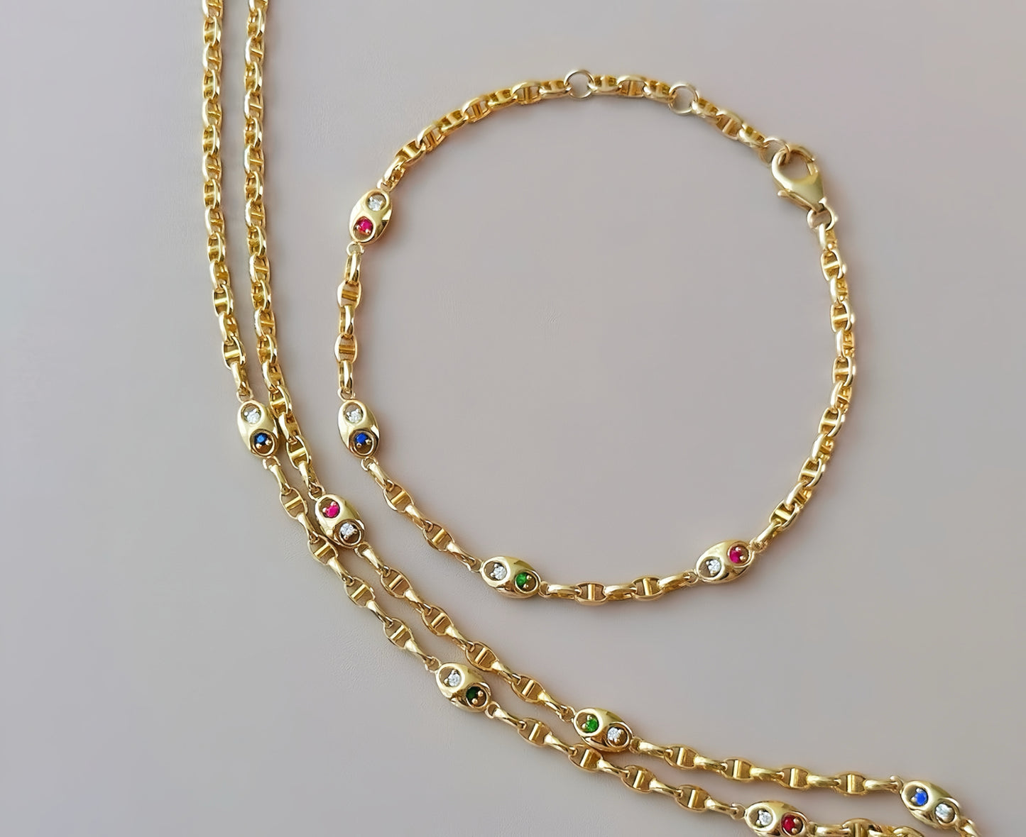 Vintage 18k Gold Diamond Necklace Bracelet(Item No. VT112)