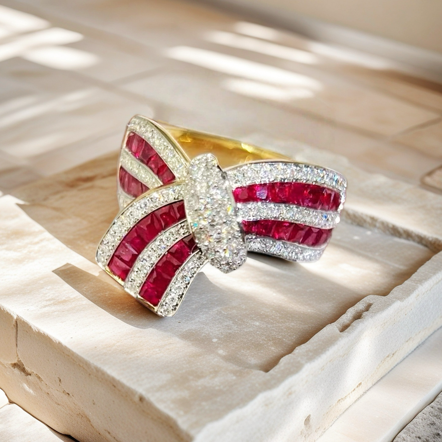 Classic Tie 18k Gold Diamond Ring (Item No. VT228)