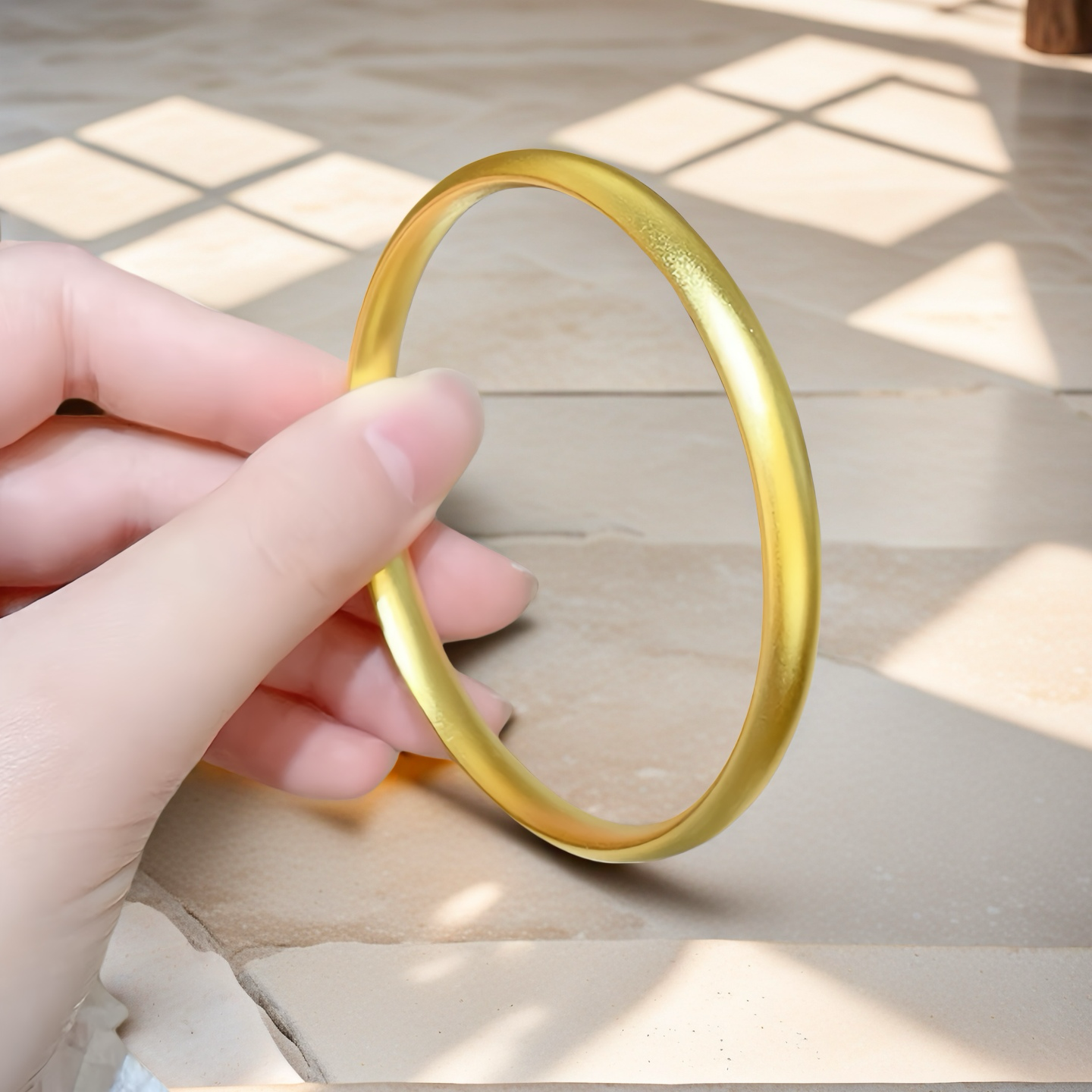 Hollow 24K Gold Bangle (Item No. GB0026)