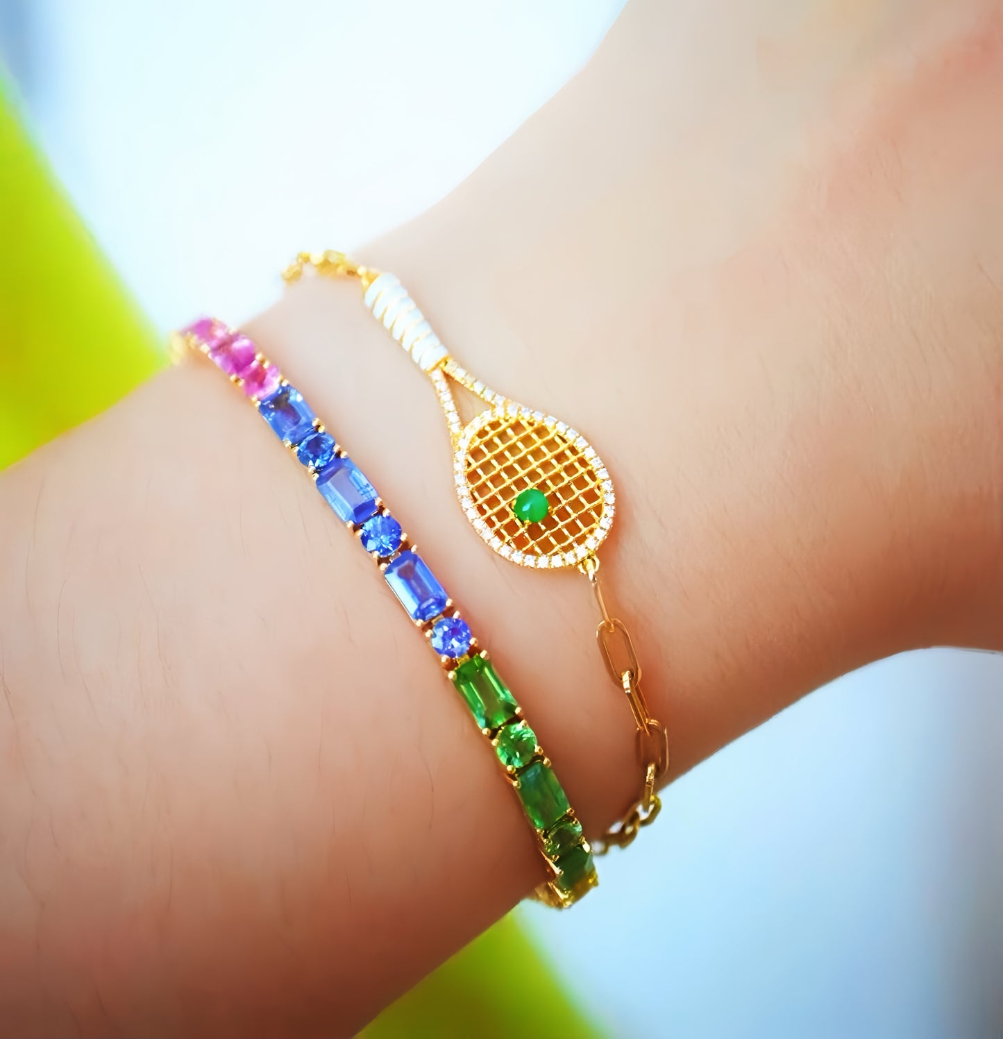 Tennis Racket 18k Gold Diamond Bracelet (Item No. VT095)