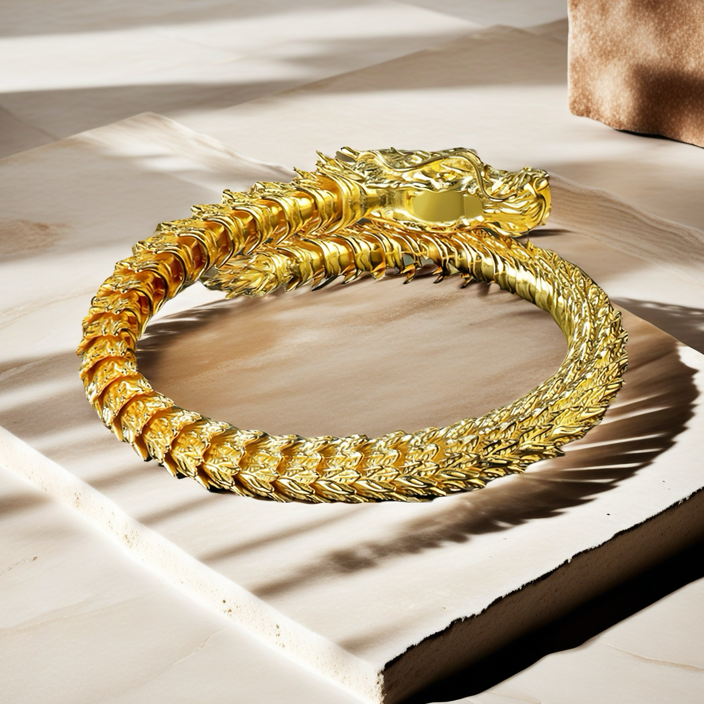 Dragon Elastic Sterling Silver/9k/14k/18k Gold Bracelet (Item No. GB0001)