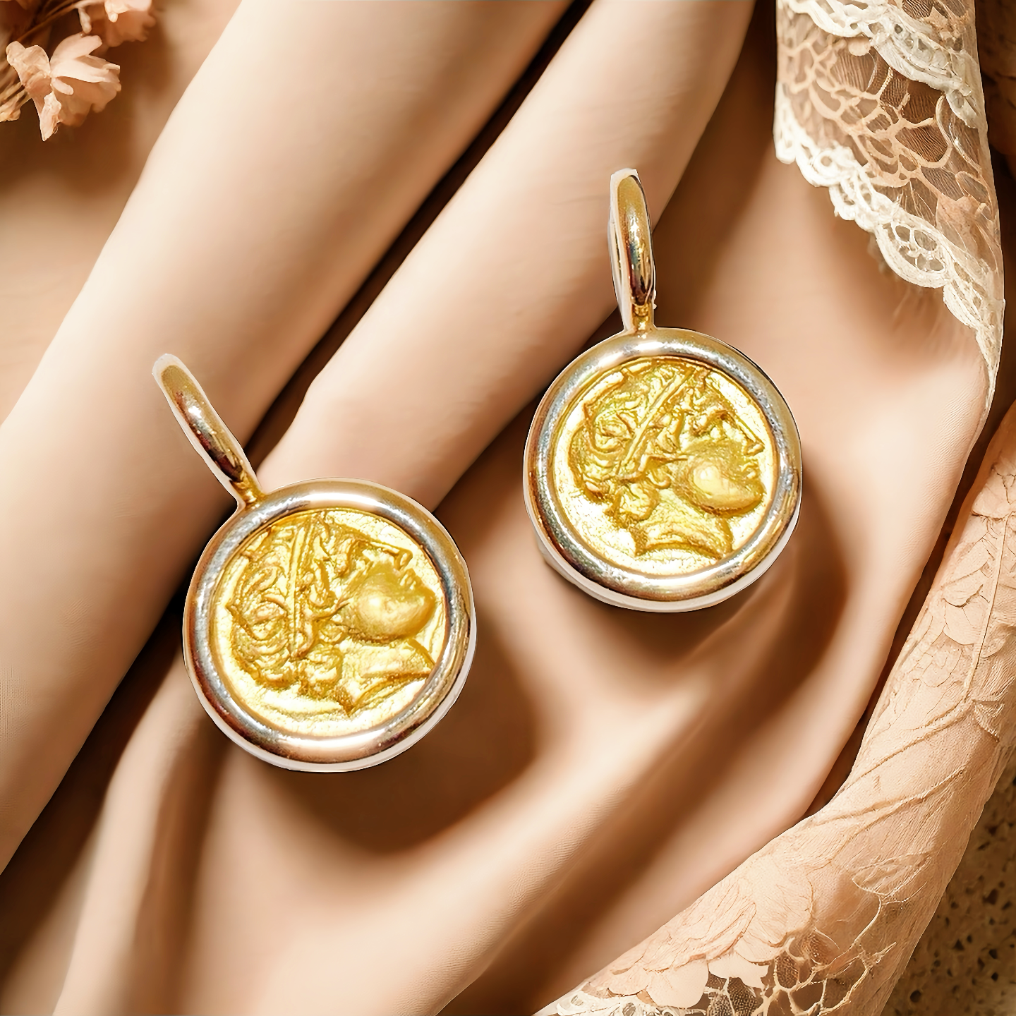 Apollo Ancient Greek Coin Medallion 18k 24k Gold Pendant (Item No. COIN065)