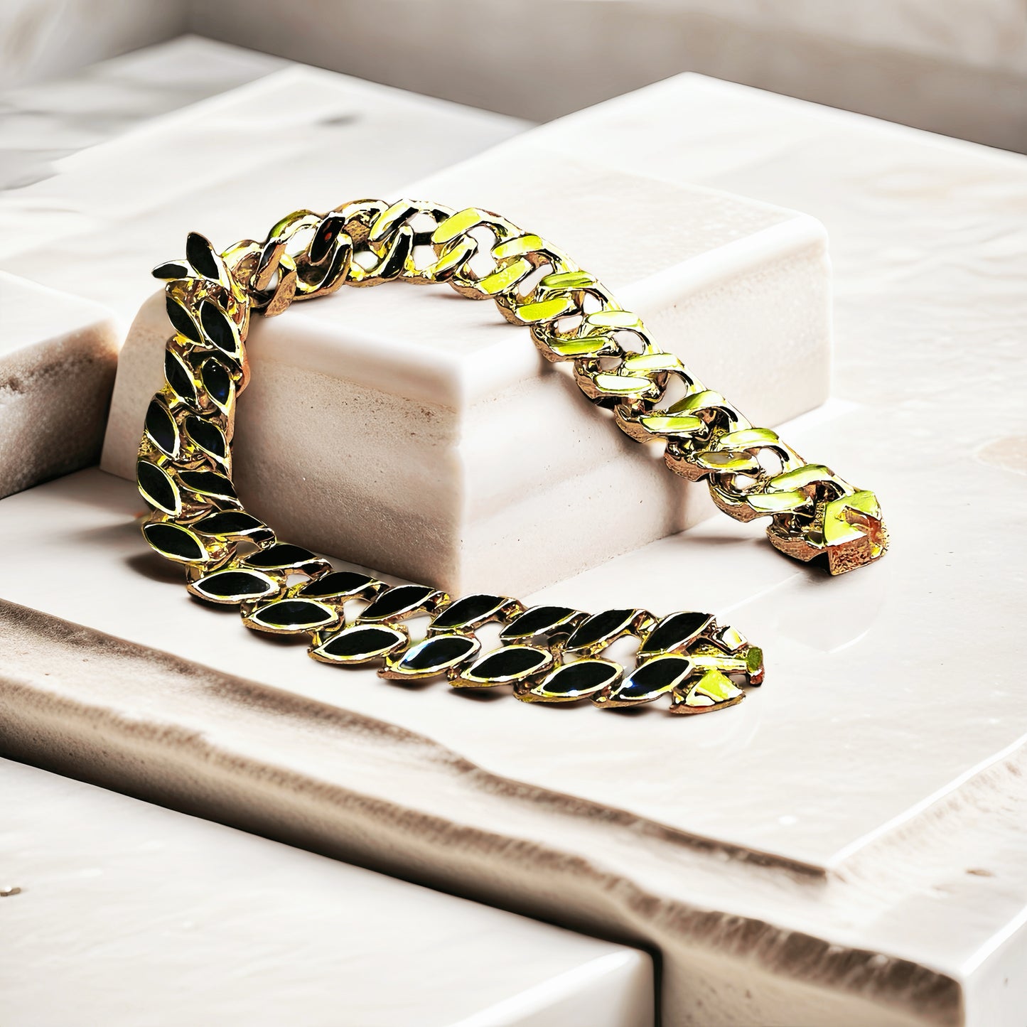 Enamel Curlink 925 Sterling Silver/9k/14k/18k Bracelet Chain (Item No. GB0002)