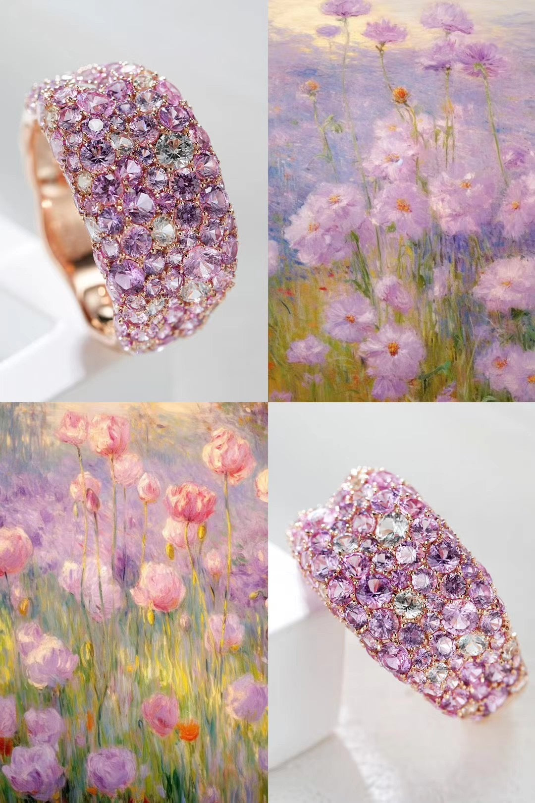 Monet's Garden Rainbow Sapphire 18k Gold Ring (Item No. SA053)