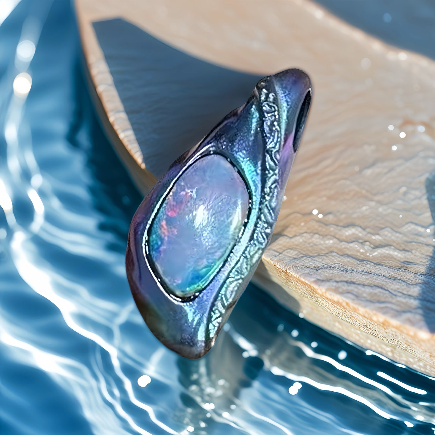 Anodized Titanium Blue Opal Pendant (Item No. TA004)