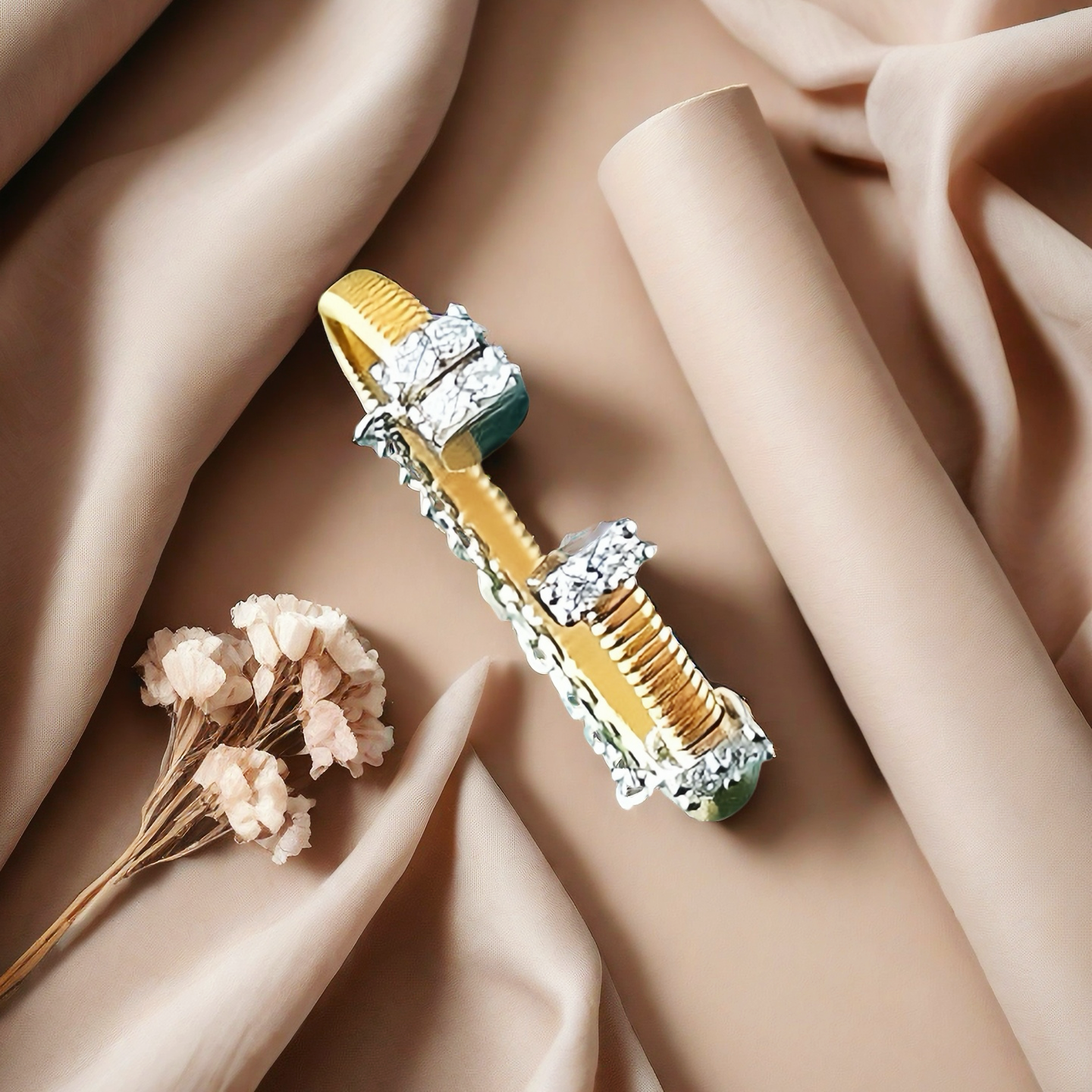 Vintage Elasctic Weaving 18k Gold Diamond Ring (Item No. VT035)