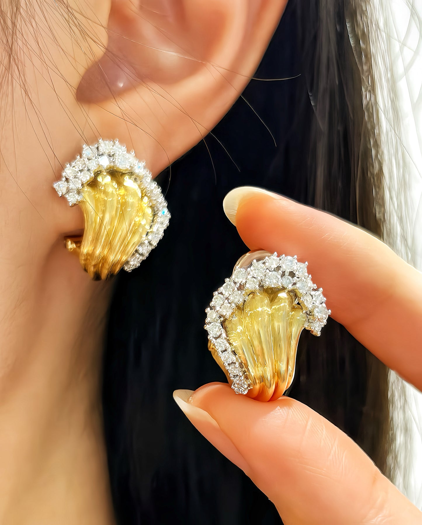 Vintage 18k Gold Diamond Earring (Item No. VT369)