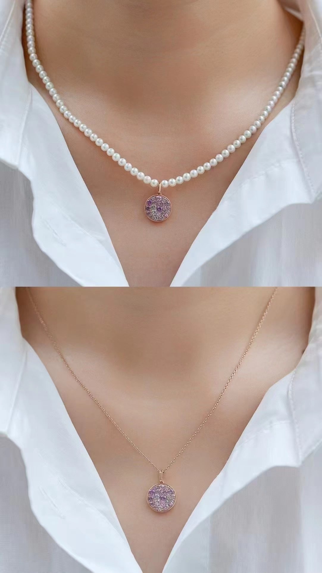 Rainbow Sapphire 18K Gold Pendant (Item No. SA036)