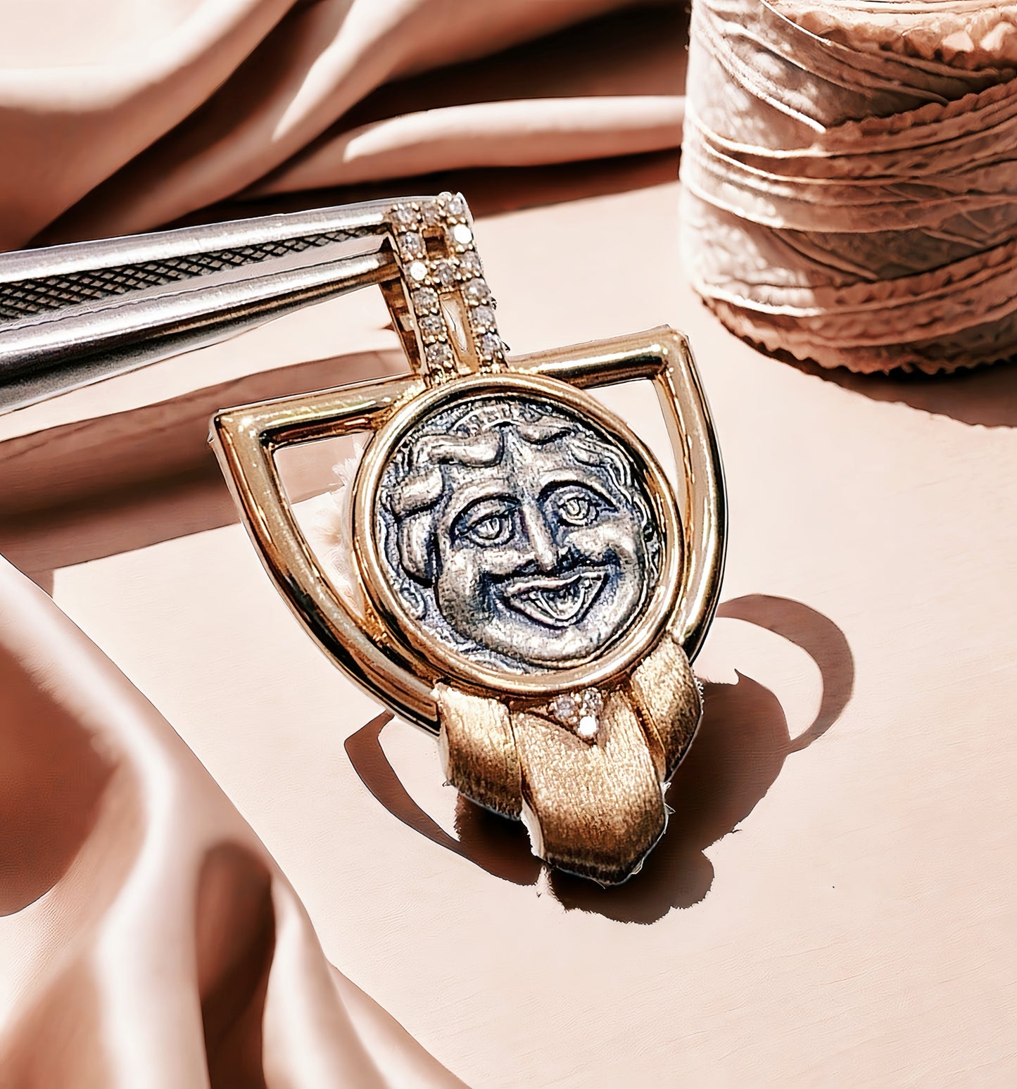 Medusa Ancient Greek Coin Medallion 18K Gold Pendant (Item No. COIN039)