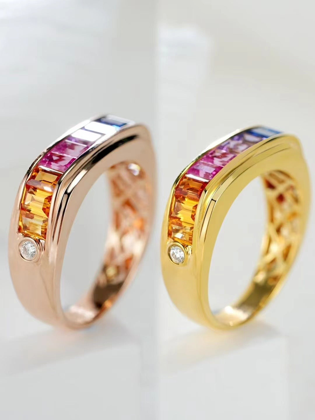 Rainbow Sapphire 18k Gold Ring (Item No. SA097)