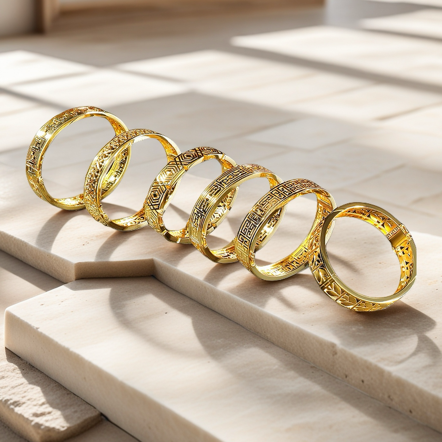 Greek Key Hollow Sterling Silver/9k/14k/18k Gold Bangle(Item No. GB0016)