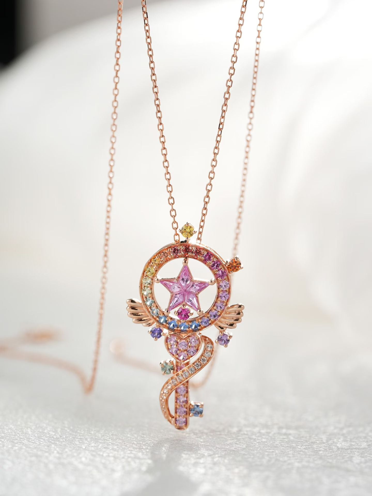 Music Rainbow Sapphire 18k Gold Pendant (Item No. SA142)