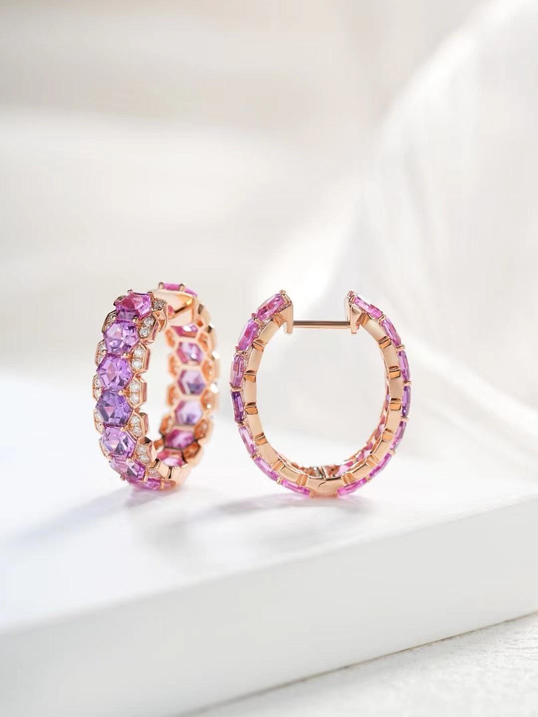 Rainbow Sapphire 18K Gold Earring (Item No. SA050)